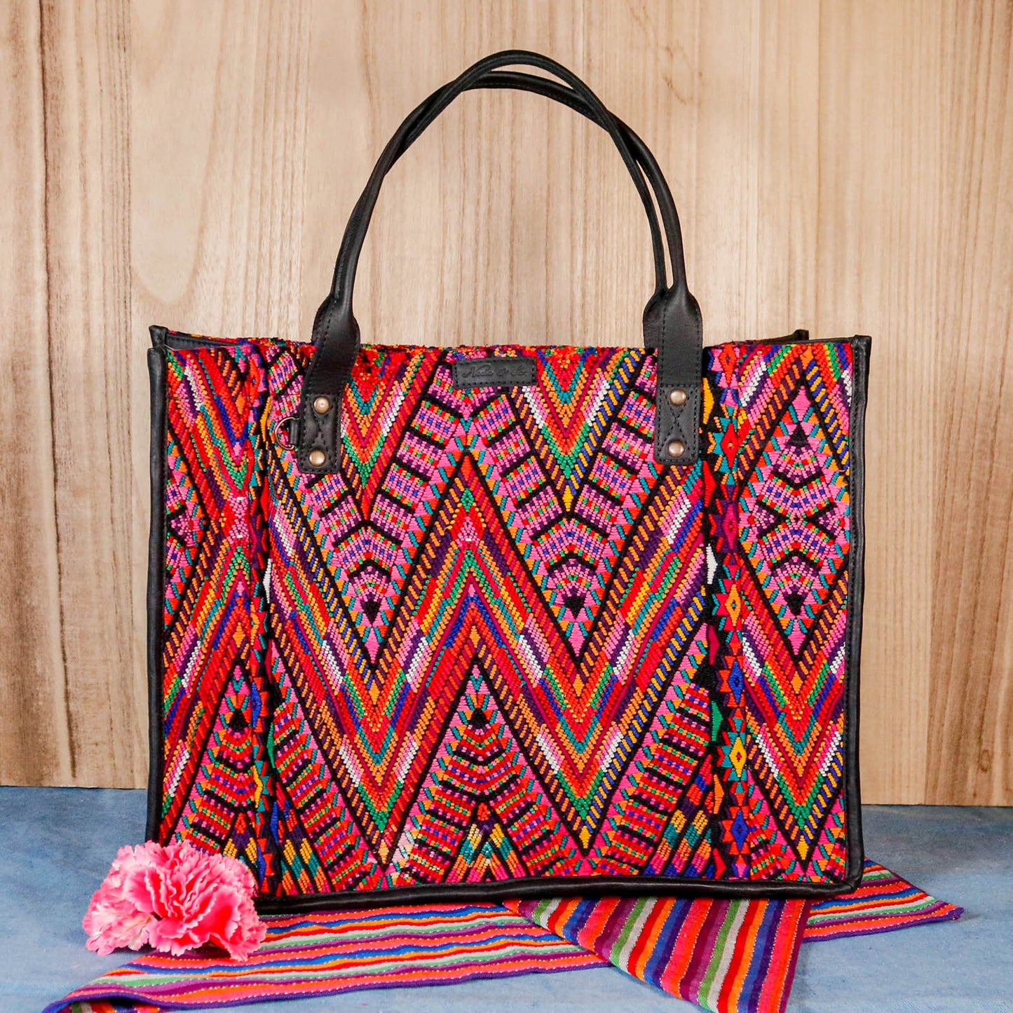 PERFECT TRAVEL TOTE - OOAK HUIPIL - BLACK - NO. 16381