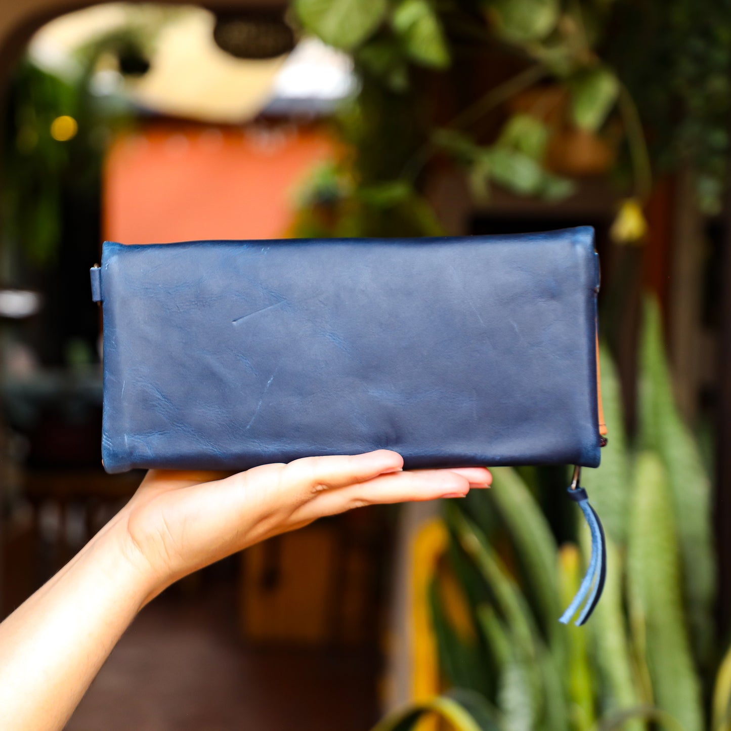TRI-FOLD WALLET - FULL LEATHER - NAVY