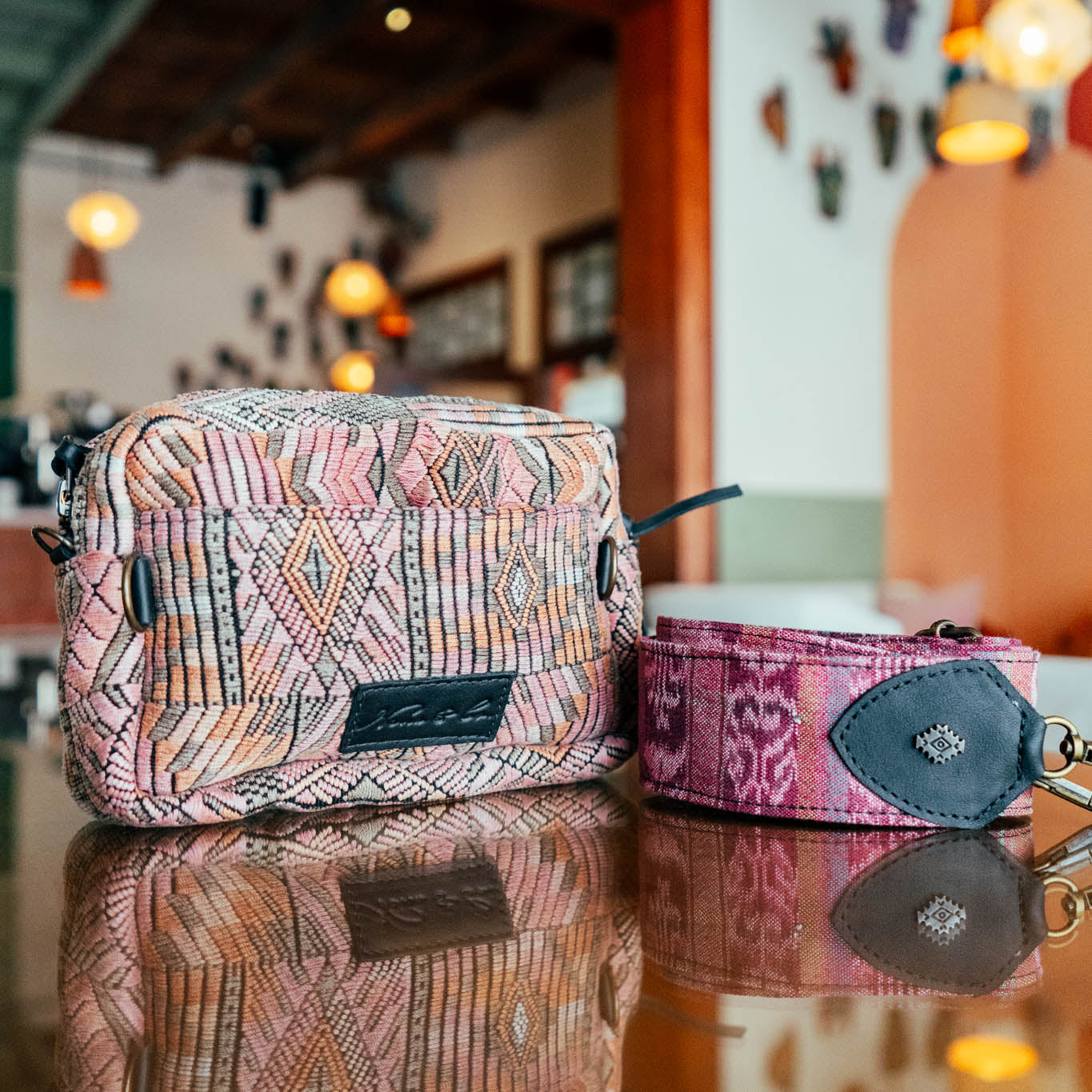 WANDER CROSSBODY BAG + STRAP SET - OOAK HUIPIL & CORTE - BLACK - NO. 15719