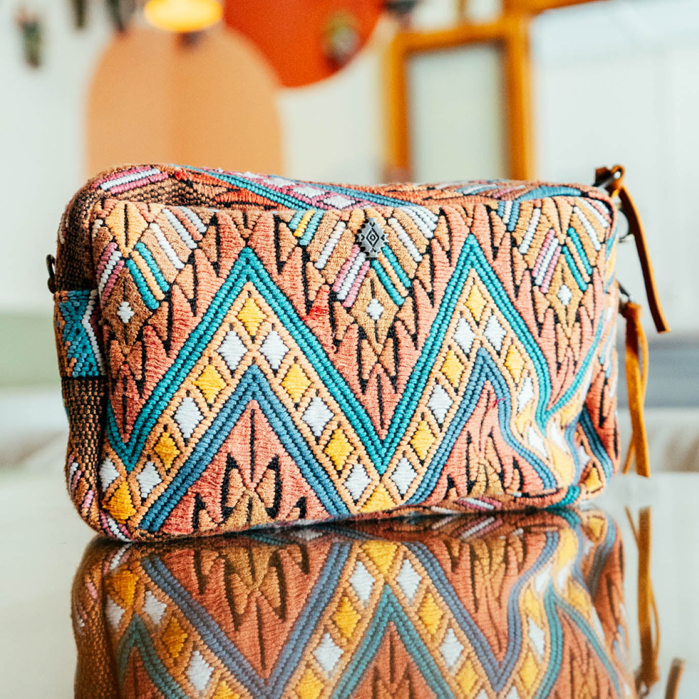 WANDER CROSSBODY BAG + STRAP SET - OOAK HUIPIL & CORTE - CAFE - NO. 15724