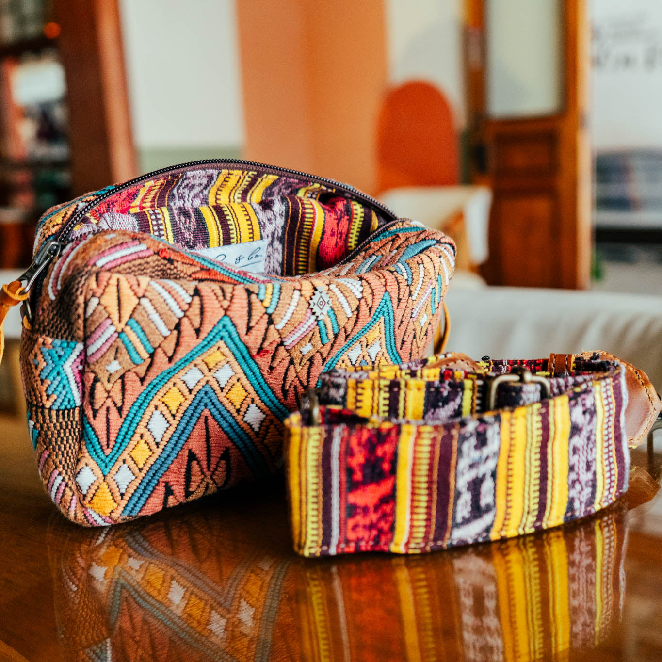 WANDER CROSSBODY BAG + STRAP SET - OOAK HUIPIL & CORTE - CAFE - NO. 15724