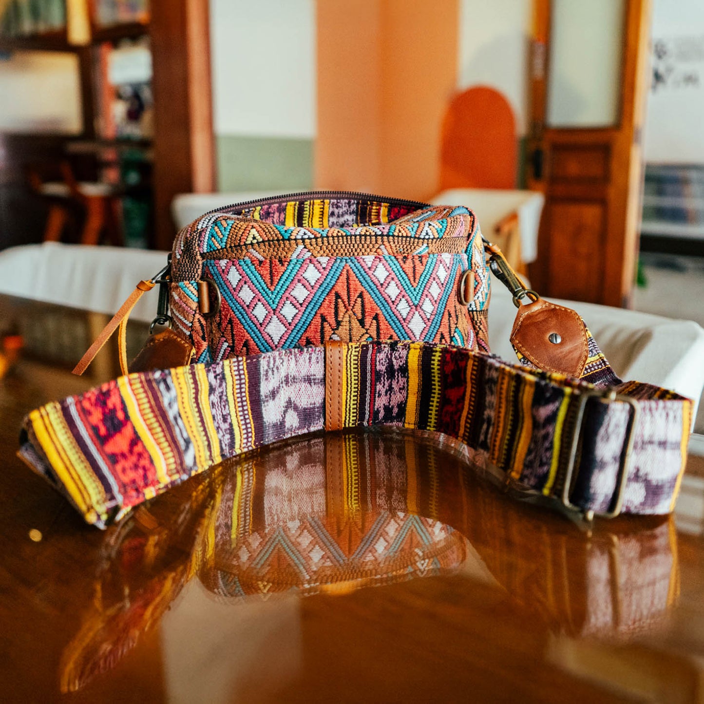 WANDER CROSSBODY BAG + STRAP SET - OOAK HUIPIL & CORTE - CAFE - NO. 15724