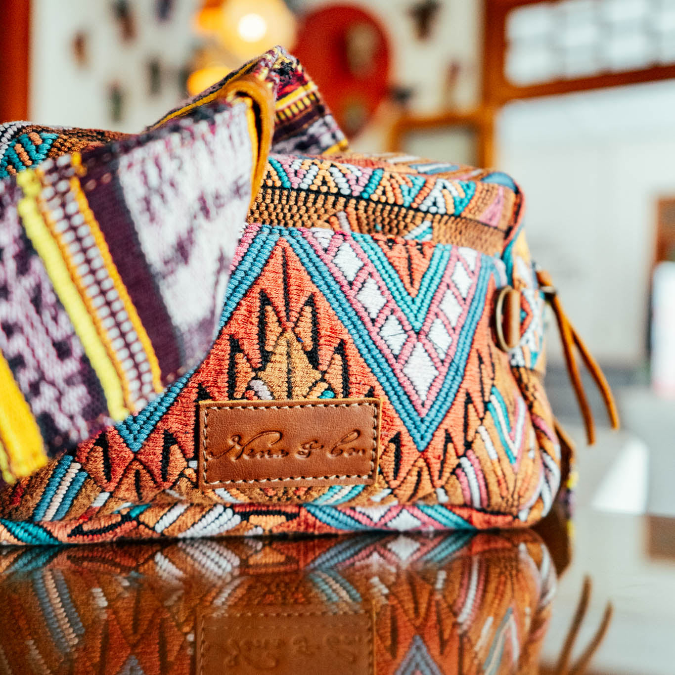 WANDER CROSSBODY BAG + STRAP SET - OOAK HUIPIL & CORTE - CAFE - NO. 15724