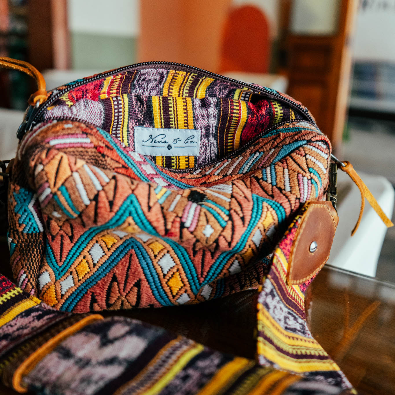 WANDER CROSSBODY BAG + STRAP SET - OOAK HUIPIL & CORTE - CAFE - NO. 15724