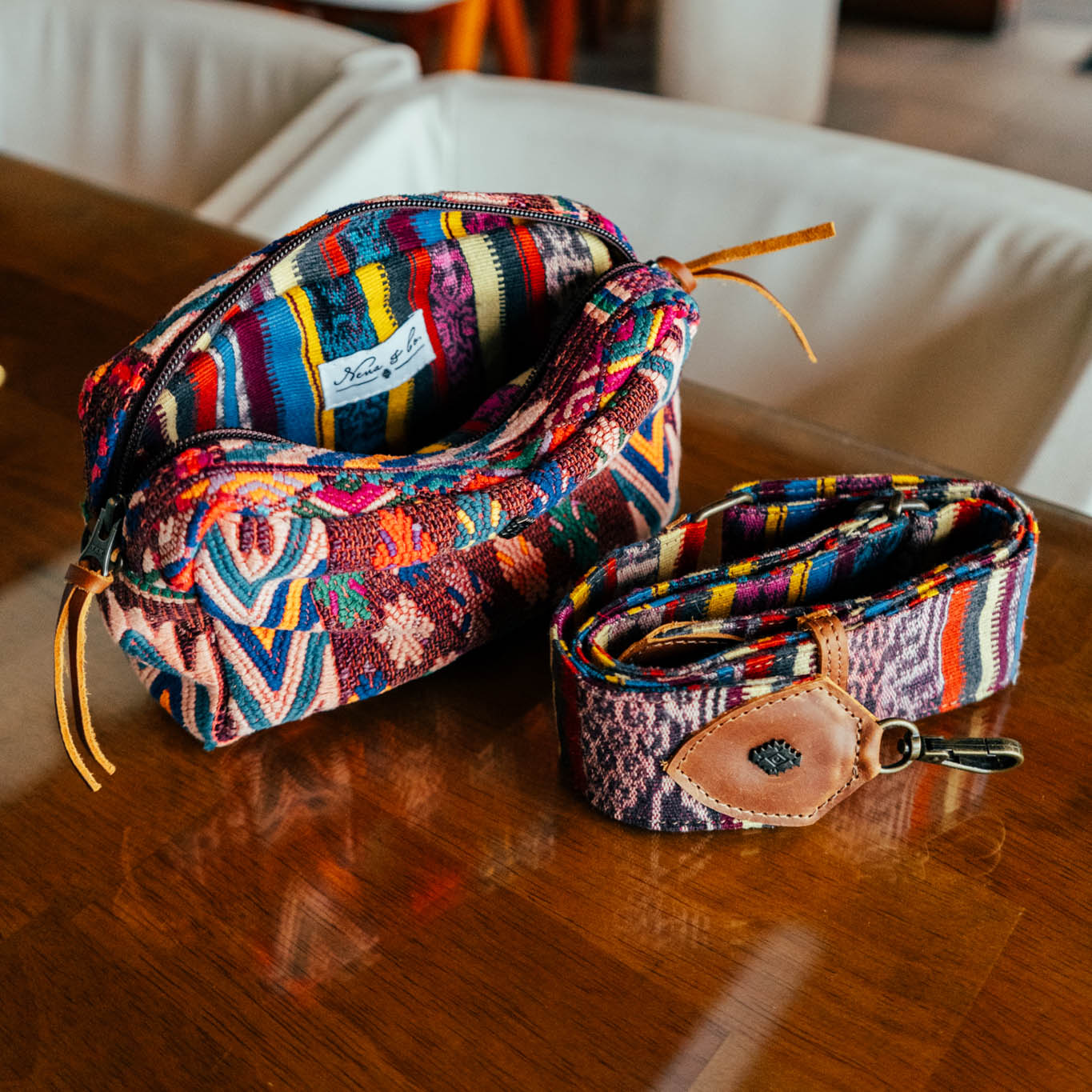 WANDER CROSSBODY BAG + STRAP SET - OOAK HUIPIL & CORTE - CAFE - NO. 15722