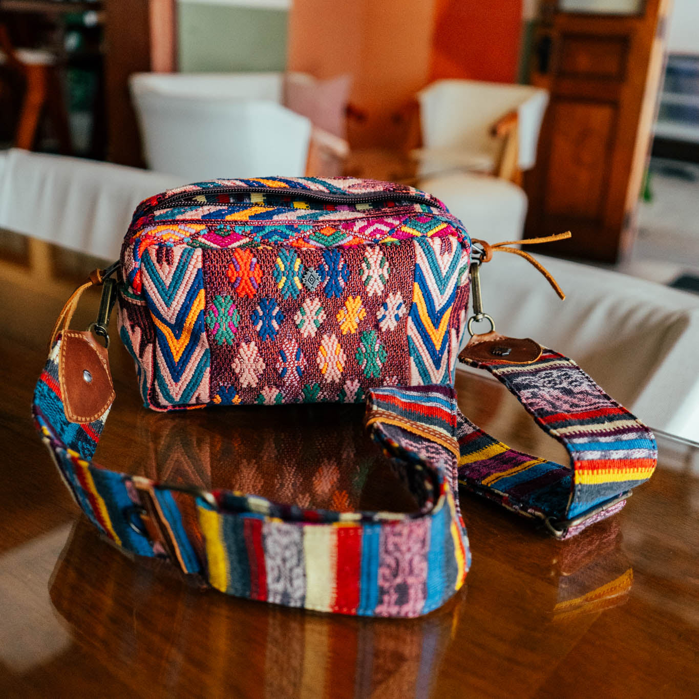 WANDER CROSSBODY BAG + STRAP SET - OOAK HUIPIL & CORTE - CAFE - NO. 15722
