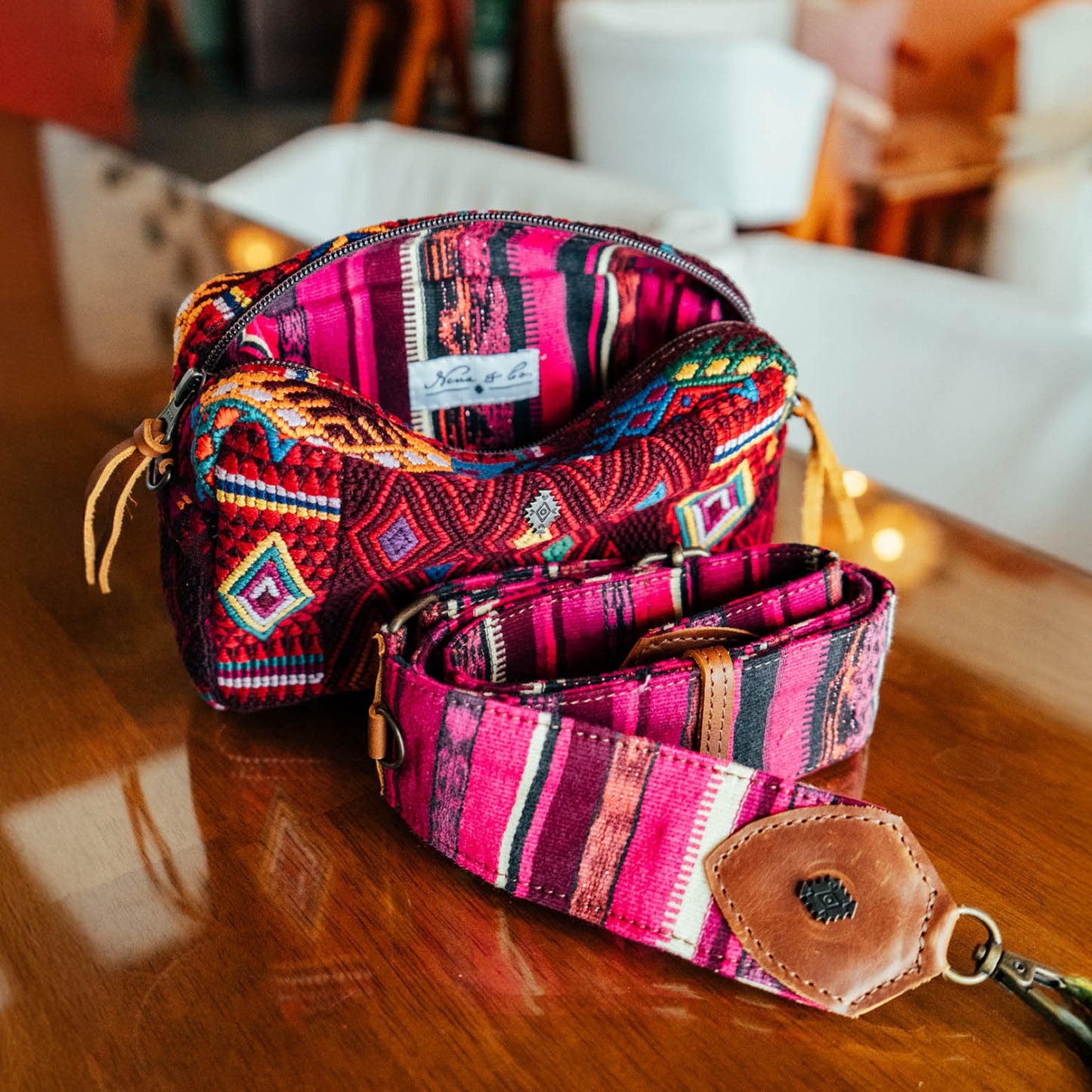 WANDER CROSSBODY BAG + STRAP SET - OOAK HUIPIL & CORTE - CAFE - NO. 15723