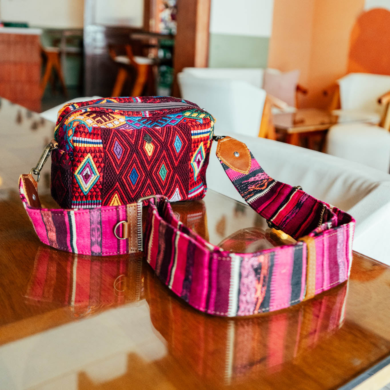 WANDER CROSSBODY BAG + STRAP SET - OOAK HUIPIL & CORTE - CAFE - NO. 15723