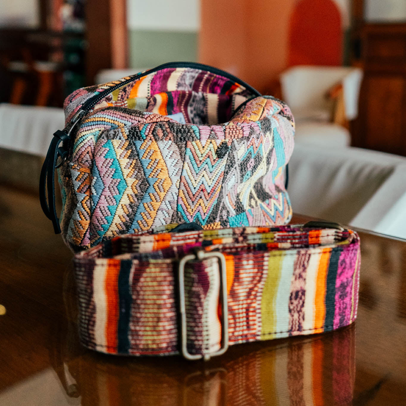 WANDER CROSSBODY BAG + STRAP SET - OOAK HUIPIL & CORTE - BLACK - NO. 15718