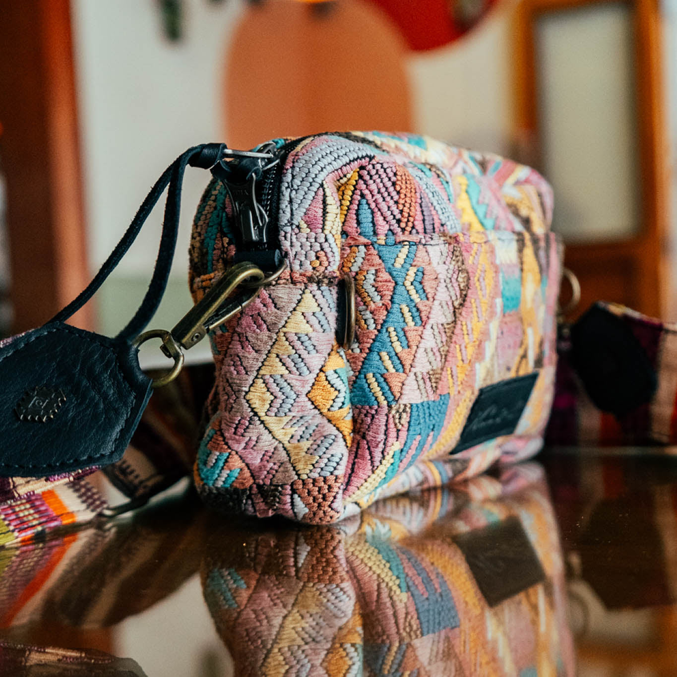 WANDER CROSSBODY BAG + STRAP SET - OOAK HUIPIL & CORTE - BLACK - NO. 15718