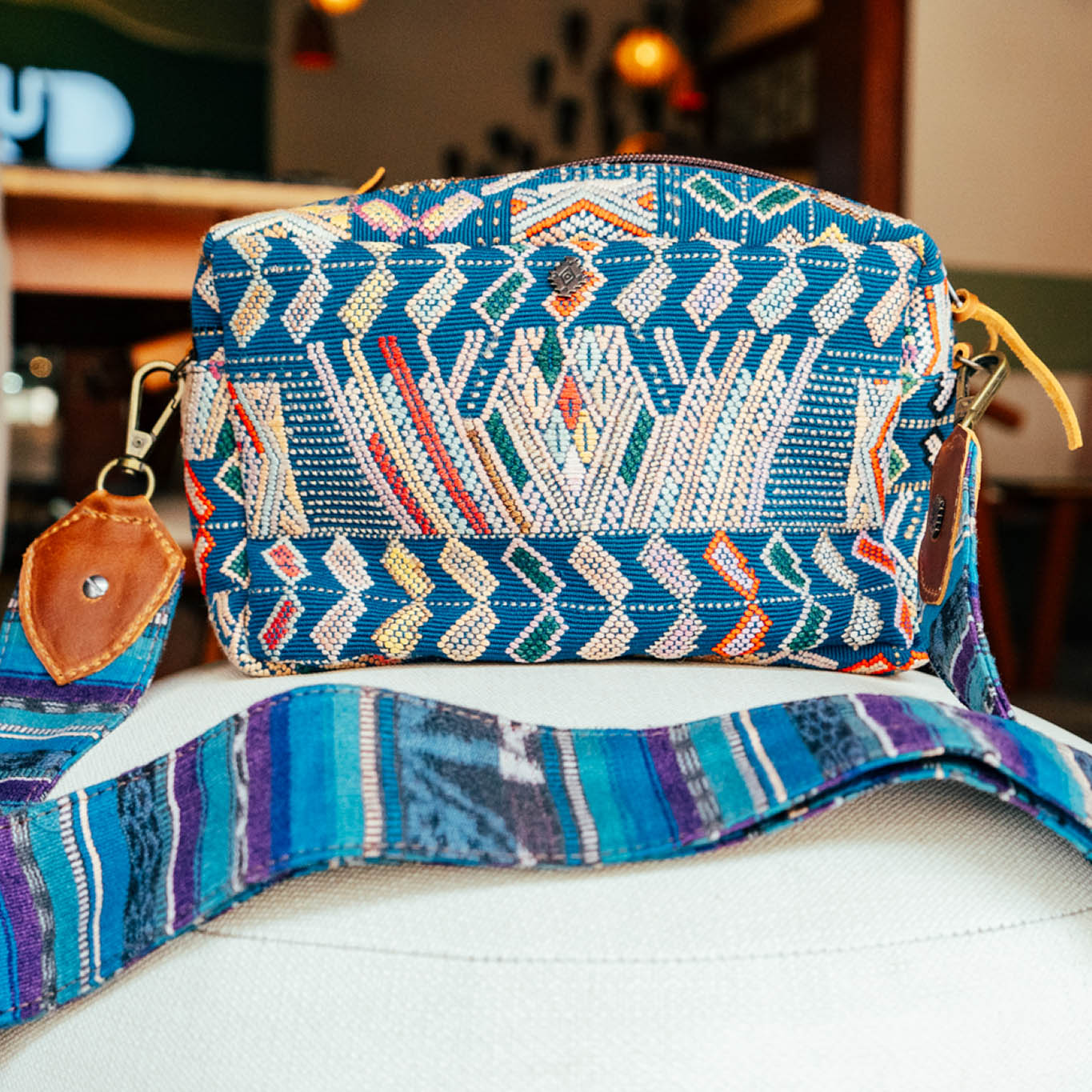 LARGE WANDER CROSSBODY BAG + STRAP SET - OOAK HUIPIL & CORTE - CAFE - NO. 15730