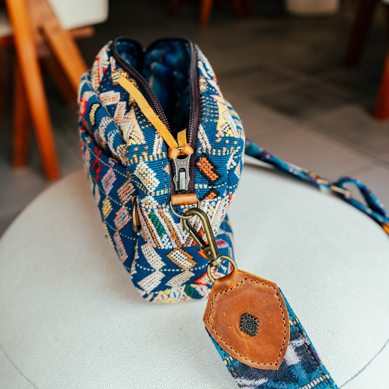 LARGE WANDER CROSSBODY BAG + STRAP SET - OOAK HUIPIL & CORTE - CAFE - NO. 15730