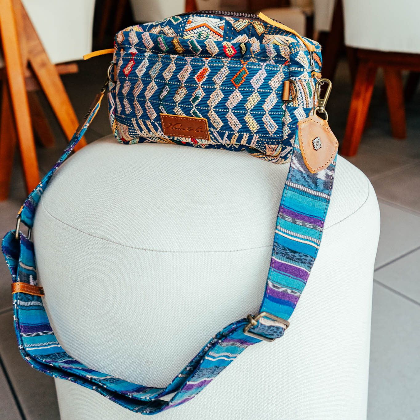 LARGE WANDER CROSSBODY BAG + STRAP SET - OOAK HUIPIL & CORTE - CAFE - NO. 15730