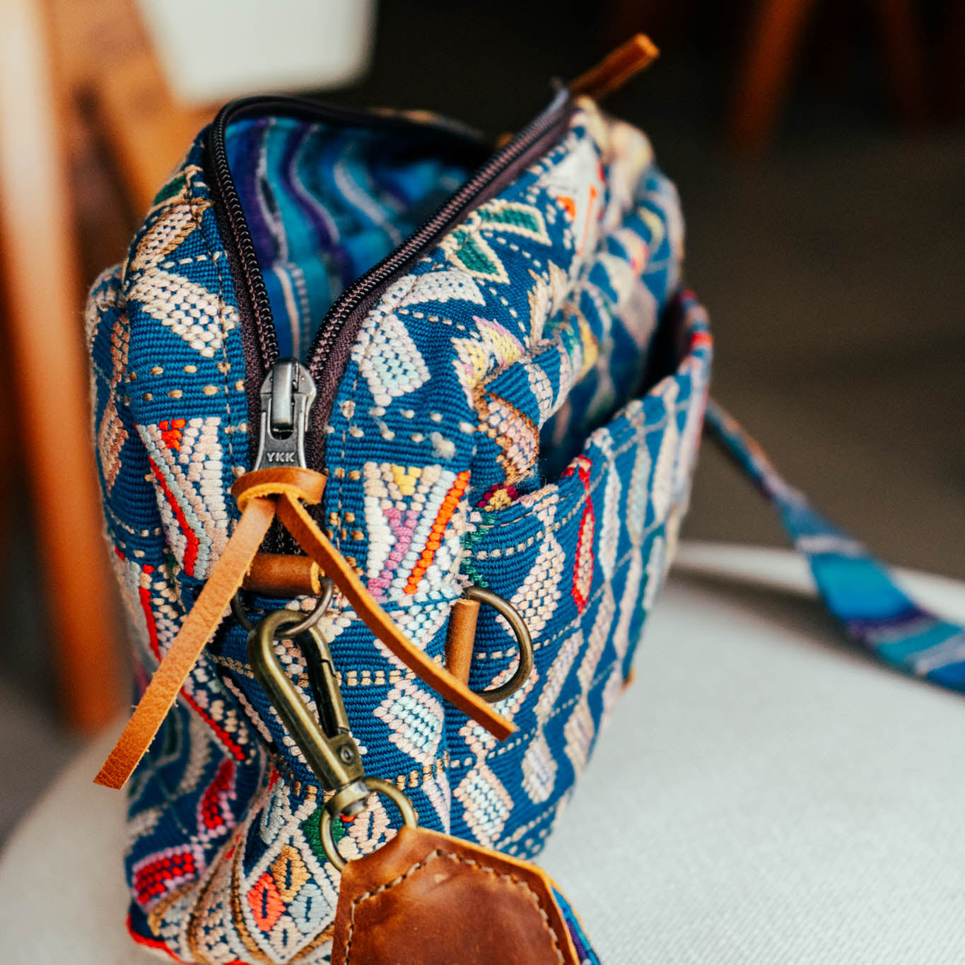 LARGE WANDER CROSSBODY BAG + STRAP SET - OOAK HUIPIL & CORTE - CAFE - NO. 15730