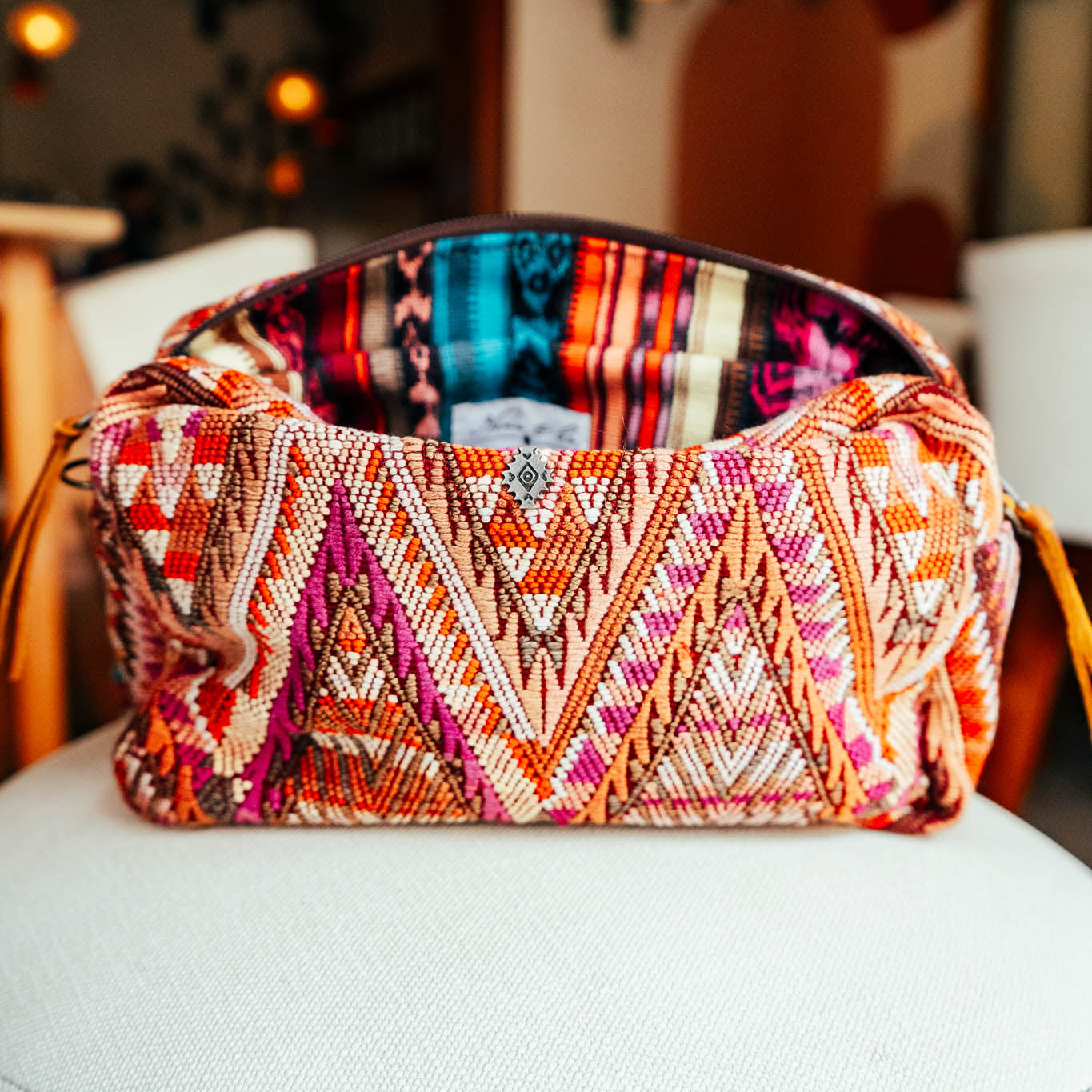 LARGE WANDER CROSSBODY BAG + STRAP SET - OOAK HUIPIL & CORTE - CAFE - NO. 15728