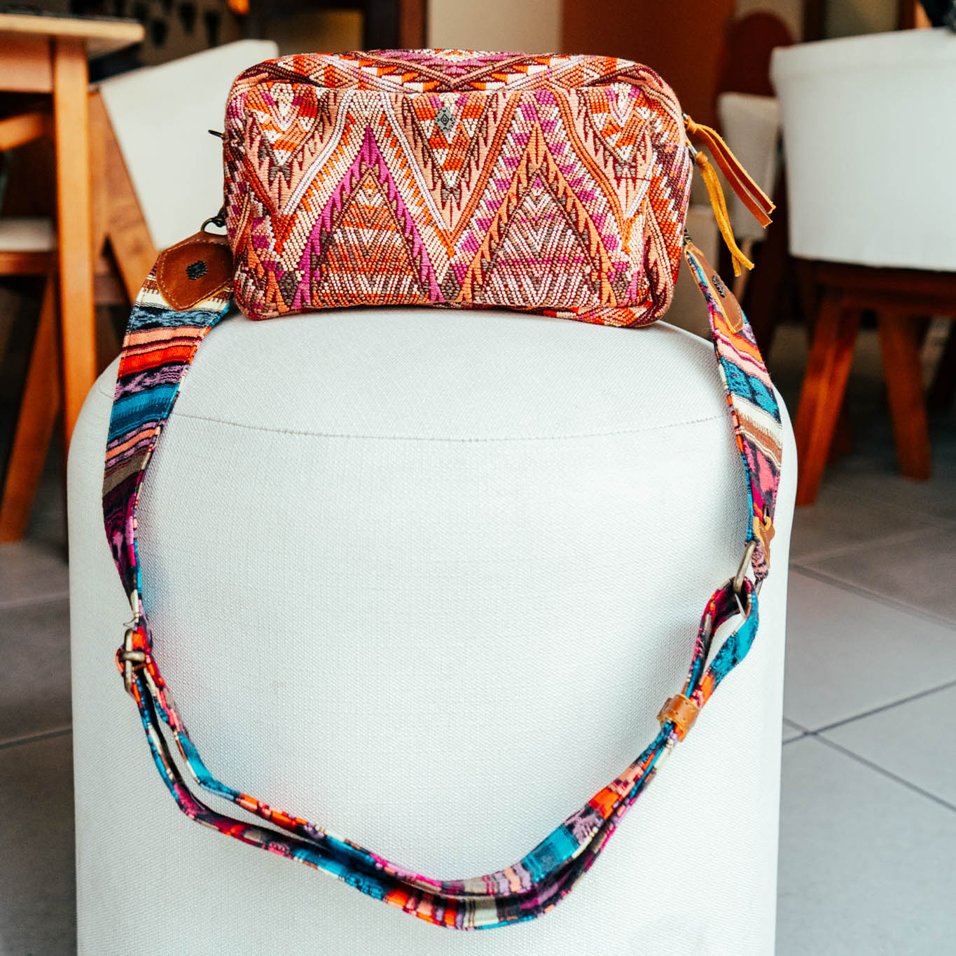 LARGE WANDER CROSSBODY BAG + STRAP SET - OOAK HUIPIL & CORTE - CAFE - NO. 15728