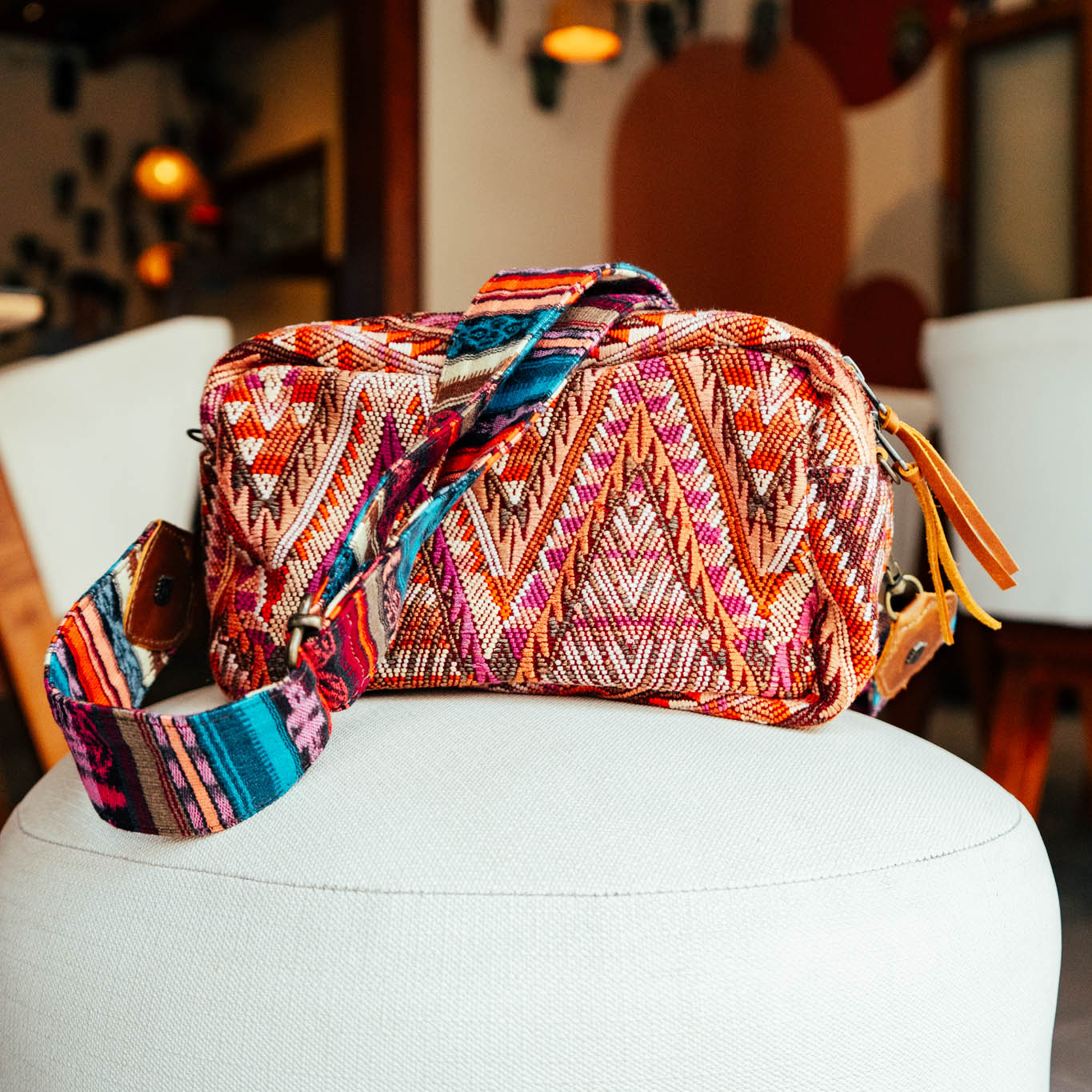 LARGE WANDER CROSSBODY BAG + STRAP SET - OOAK HUIPIL & CORTE - CAFE - NO. 15728