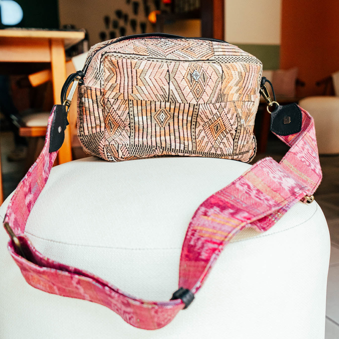 LARGE WANDER CROSSBODY BAG + STRAP SET - OOAK HUIPIL & CORTE - BLACK - NO. 15725