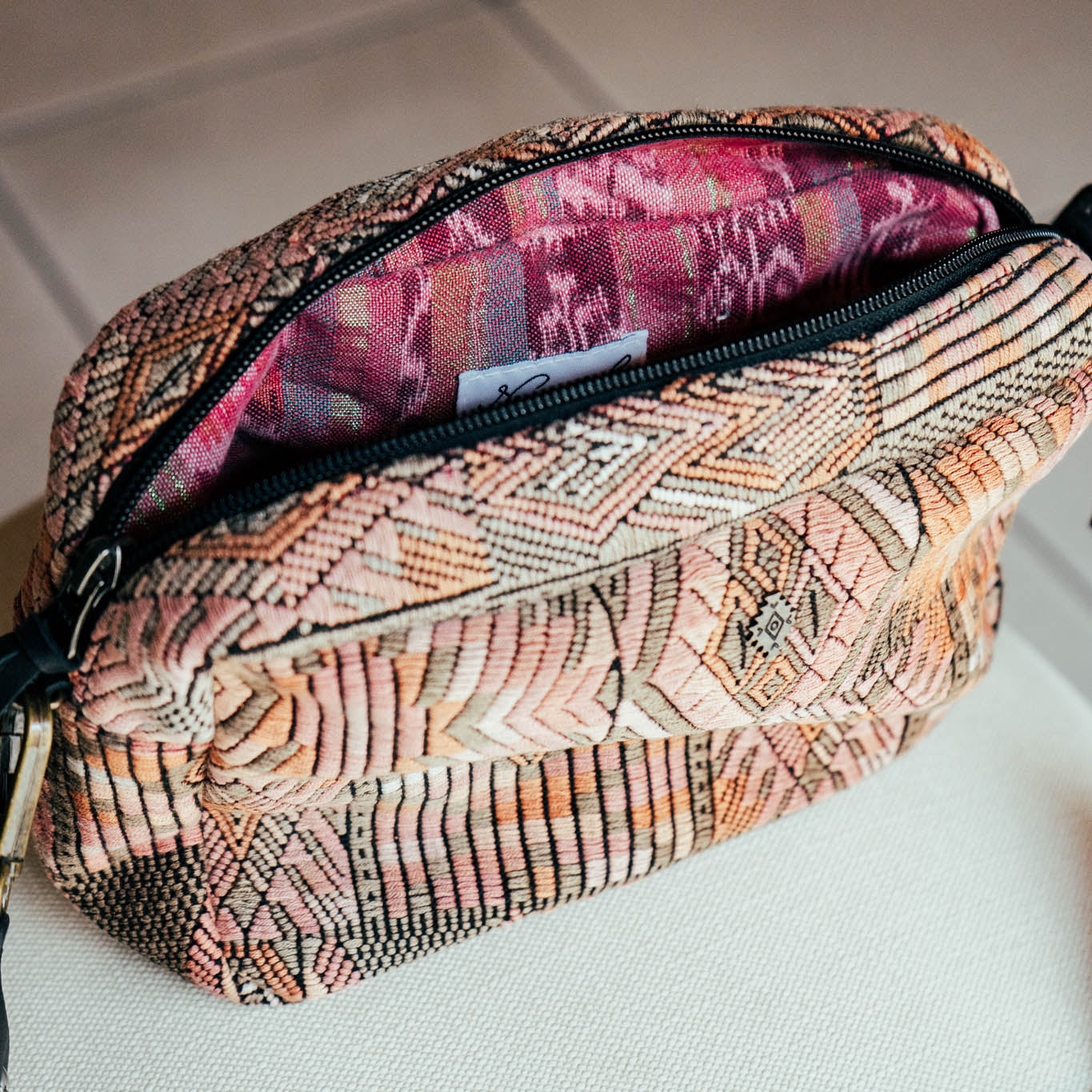 LARGE WANDER CROSSBODY BAG + STRAP SET - OOAK HUIPIL & CORTE - BLACK - NO. 15725