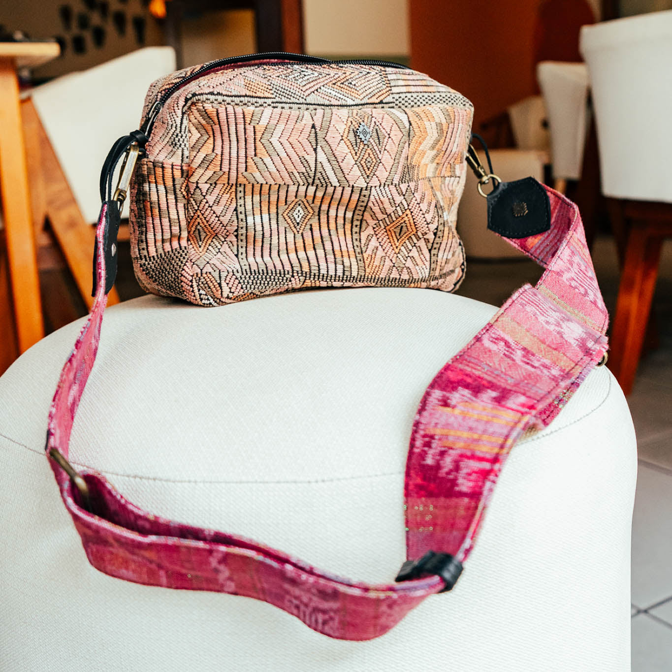 LARGE WANDER CROSSBODY BAG + STRAP SET - OOAK HUIPIL & CORTE - BLACK - NO. 15725