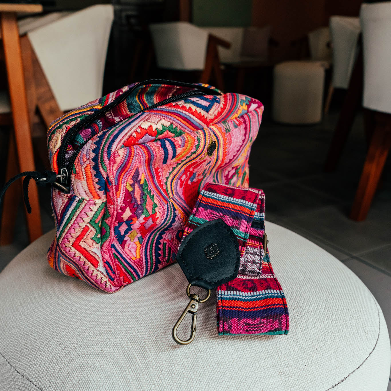 LARGE WANDER CROSSBODY BAG + STRAP SET - OOAK HUIPIL & CORTE - BLACK - NO. 15726