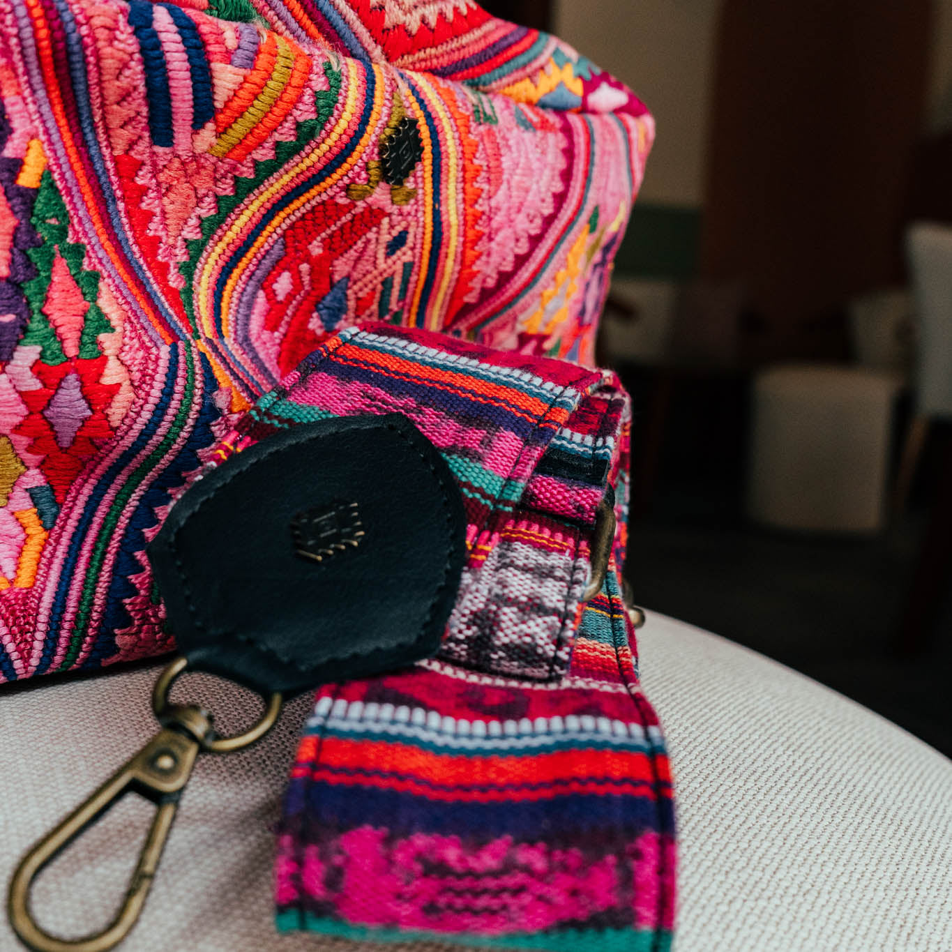 LARGE WANDER CROSSBODY BAG + STRAP SET - OOAK HUIPIL & CORTE - BLACK - NO. 15726