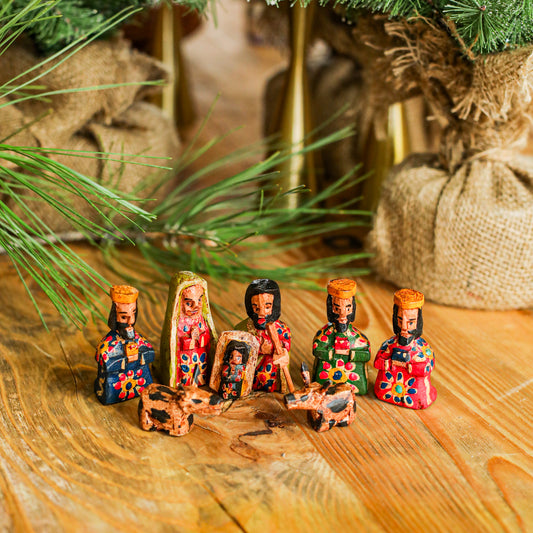 HAND PAINTED WOODEN NATIVITY - SMALL - NO. 10005