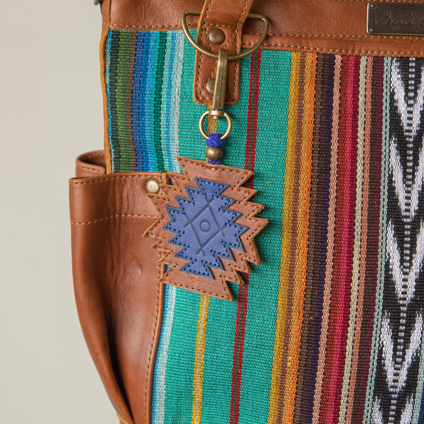 ARTISAN WOMANHOOD ICON CHARM - CAFE & COBALT LEATHER