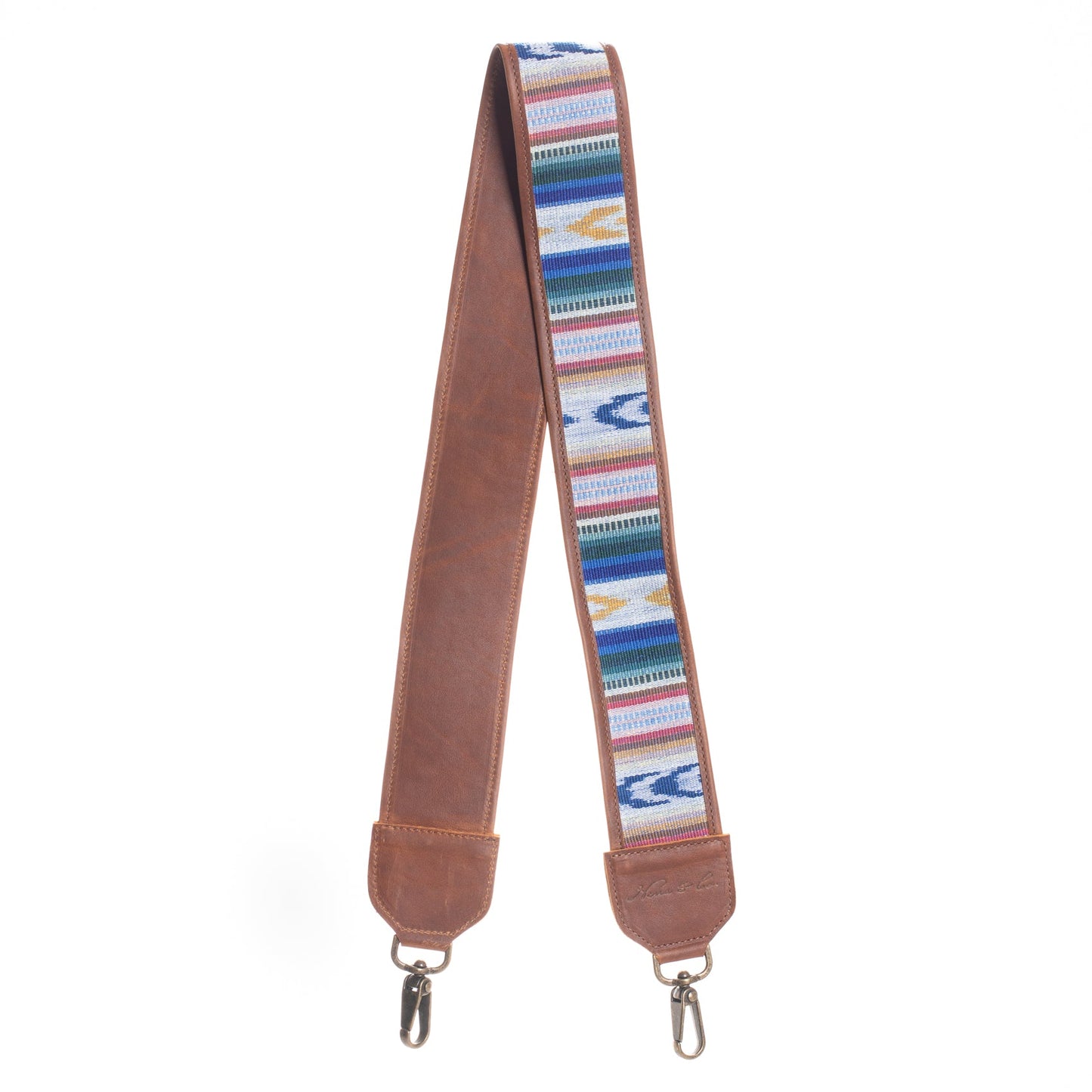 BAG STRAP - ARTISAN COLLECTION - DUNA AZUL - CAFE LEATHER