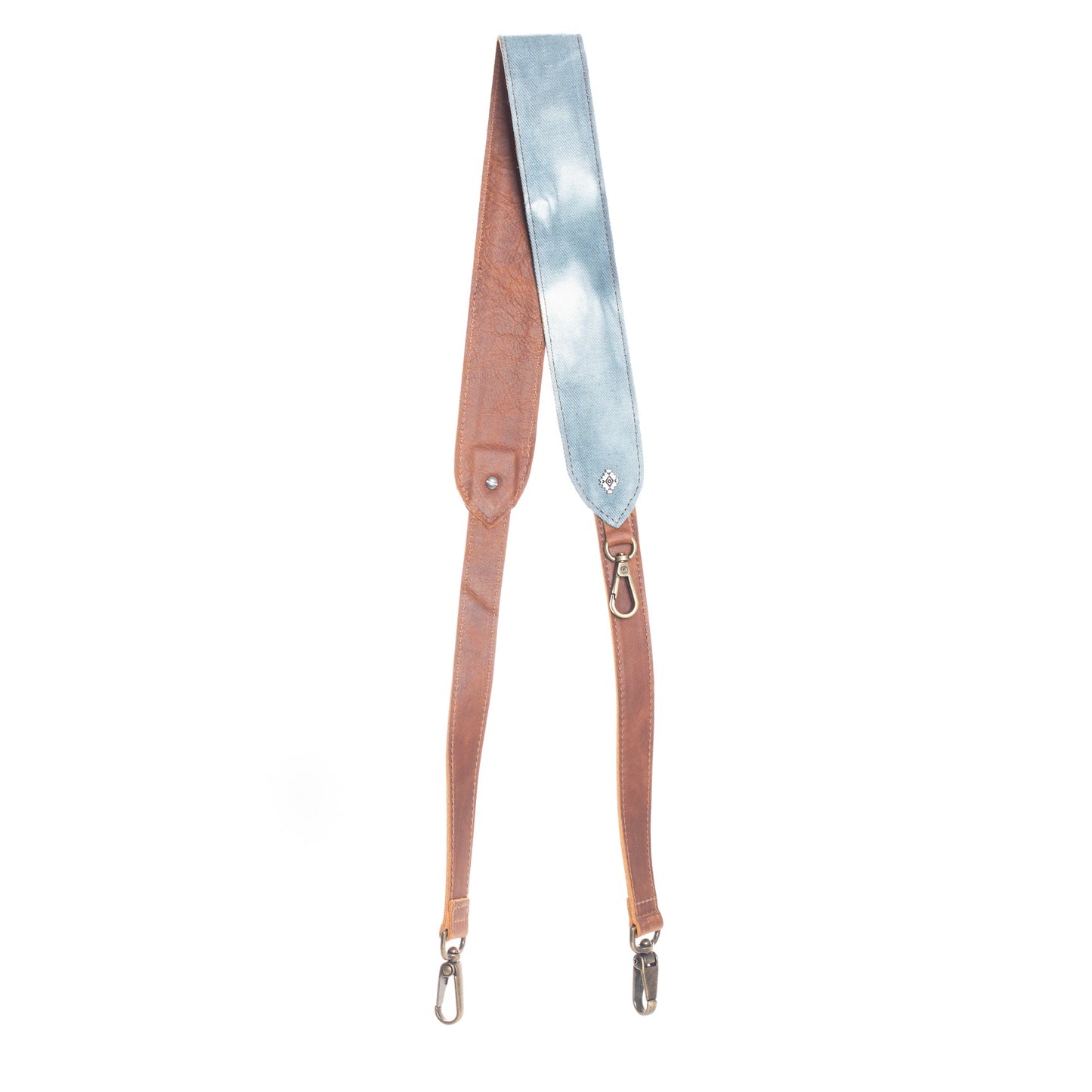 UTILITY STRAP - ARTISAN COLLECTION - INDIGO TIE DYE - CAFE LEATHER