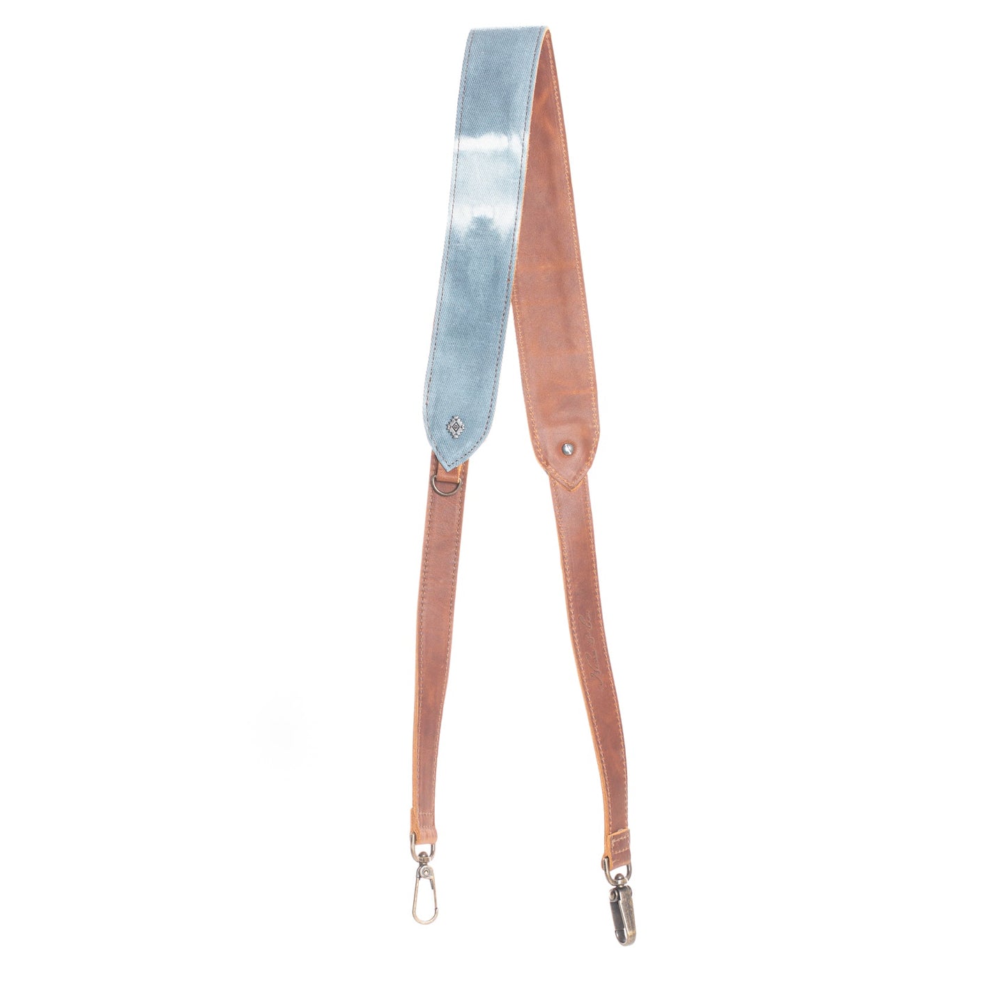UTILITY STRAP - ARTISAN COLLECTION - INDIGO TIE DYE - CAFE LEATHER