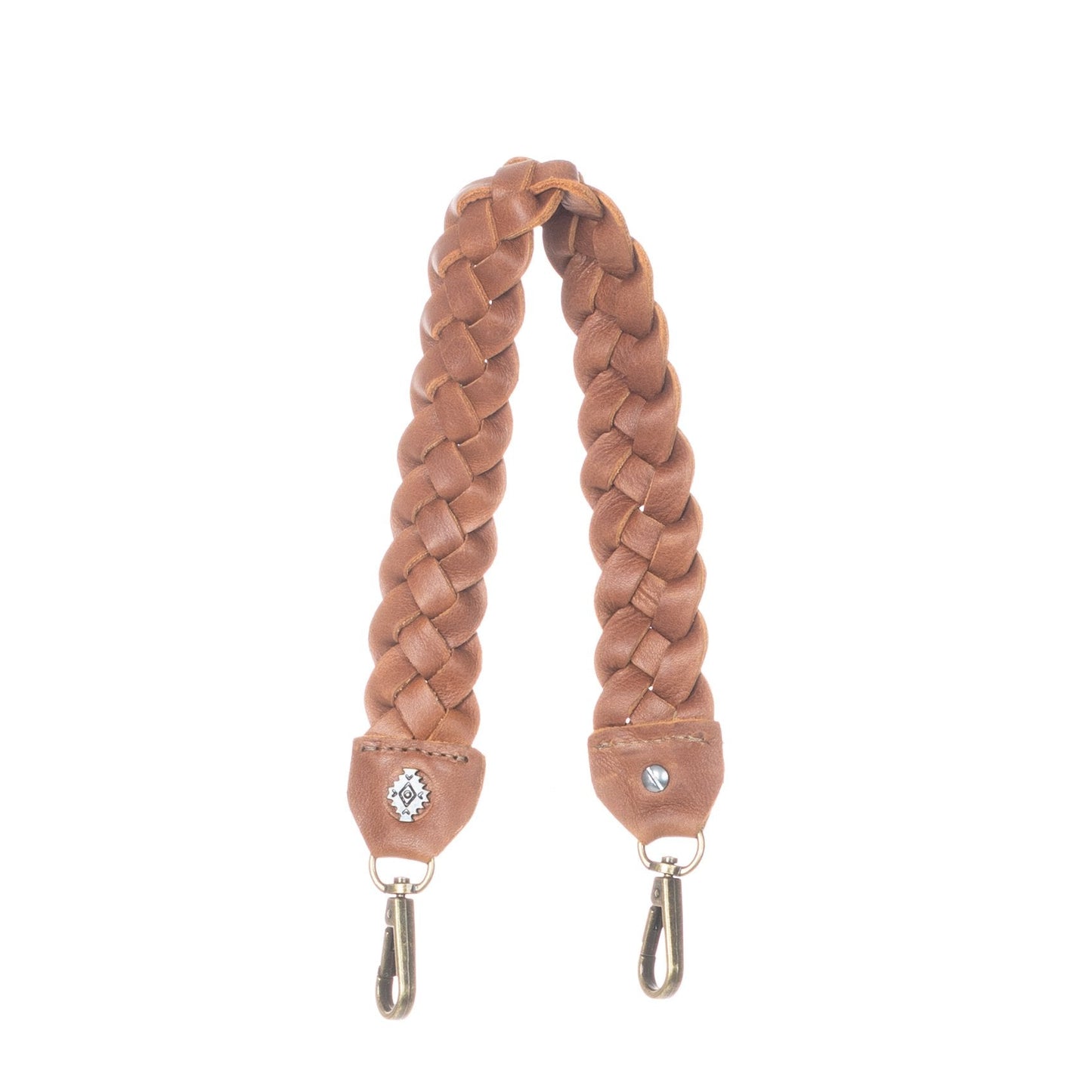 BRAIDED SHOULDER STRAP - FULL LEATHER - CAFE