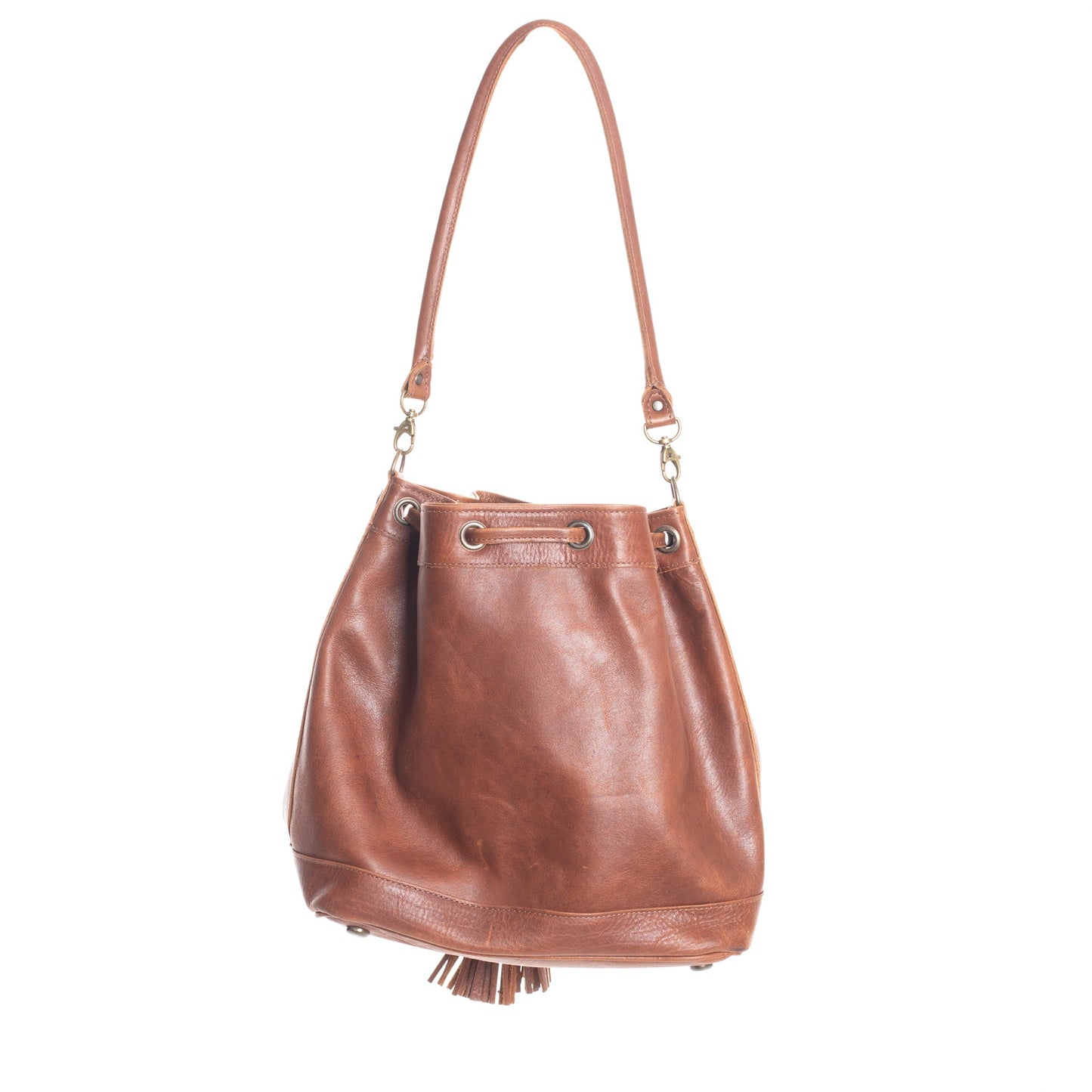 DRAWSTRING BUCKET BAG - FULL LEATHER COLLECTION - CAFE