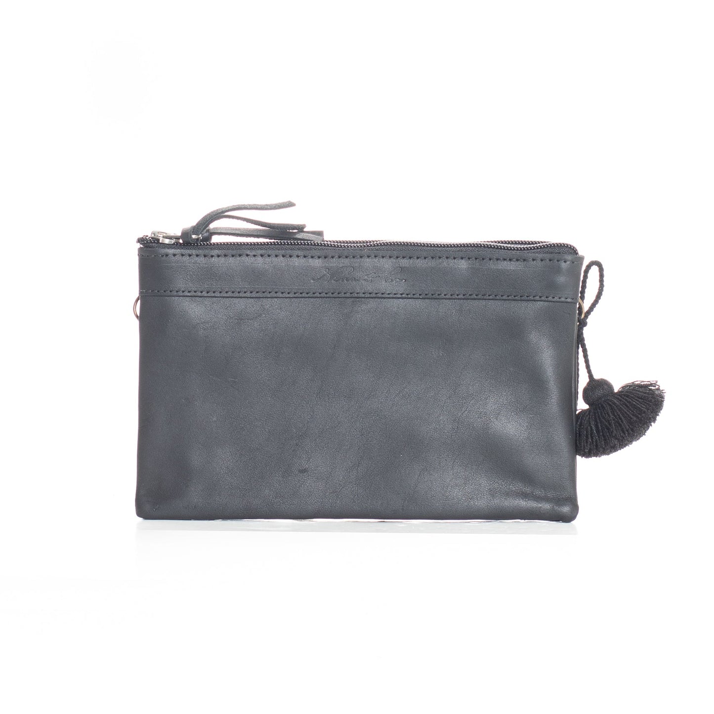 DOUBLE PERFECT CLUTCH - FULL LEATHER COLLECTION - BLACK LEATHER