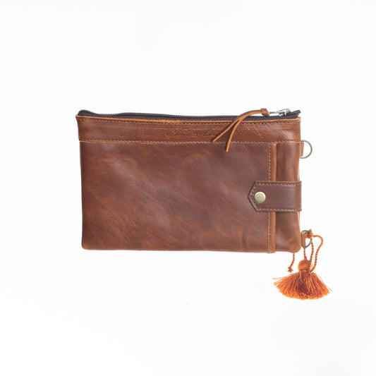 EVERYTHING CLUTCH - FULL LEATHER COLLECTION - CAFE LEATHER