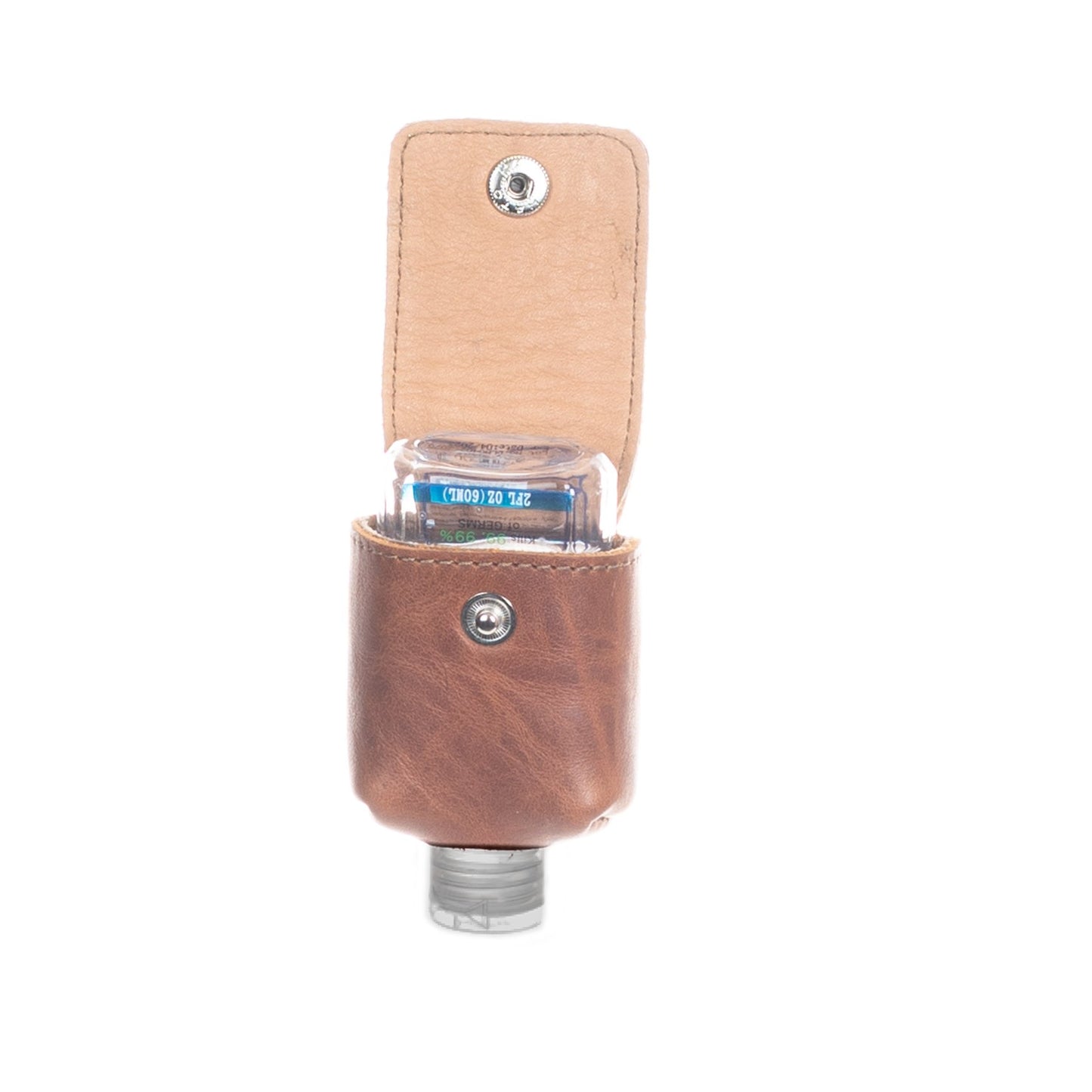 HAND SANITIZER SNAP CASE - FULL LEATHER - CAFE