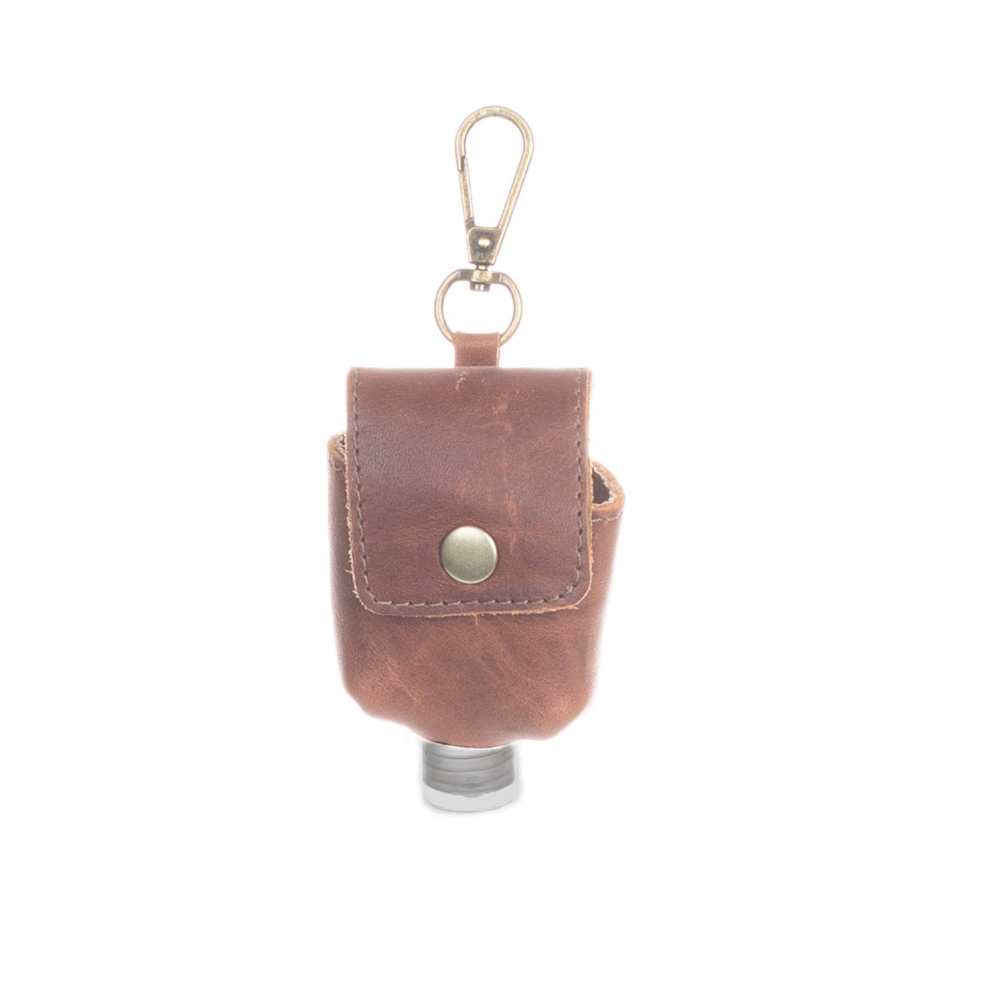 HAND SANITIZER SNAP CASE - FULL LEATHER - CAFE