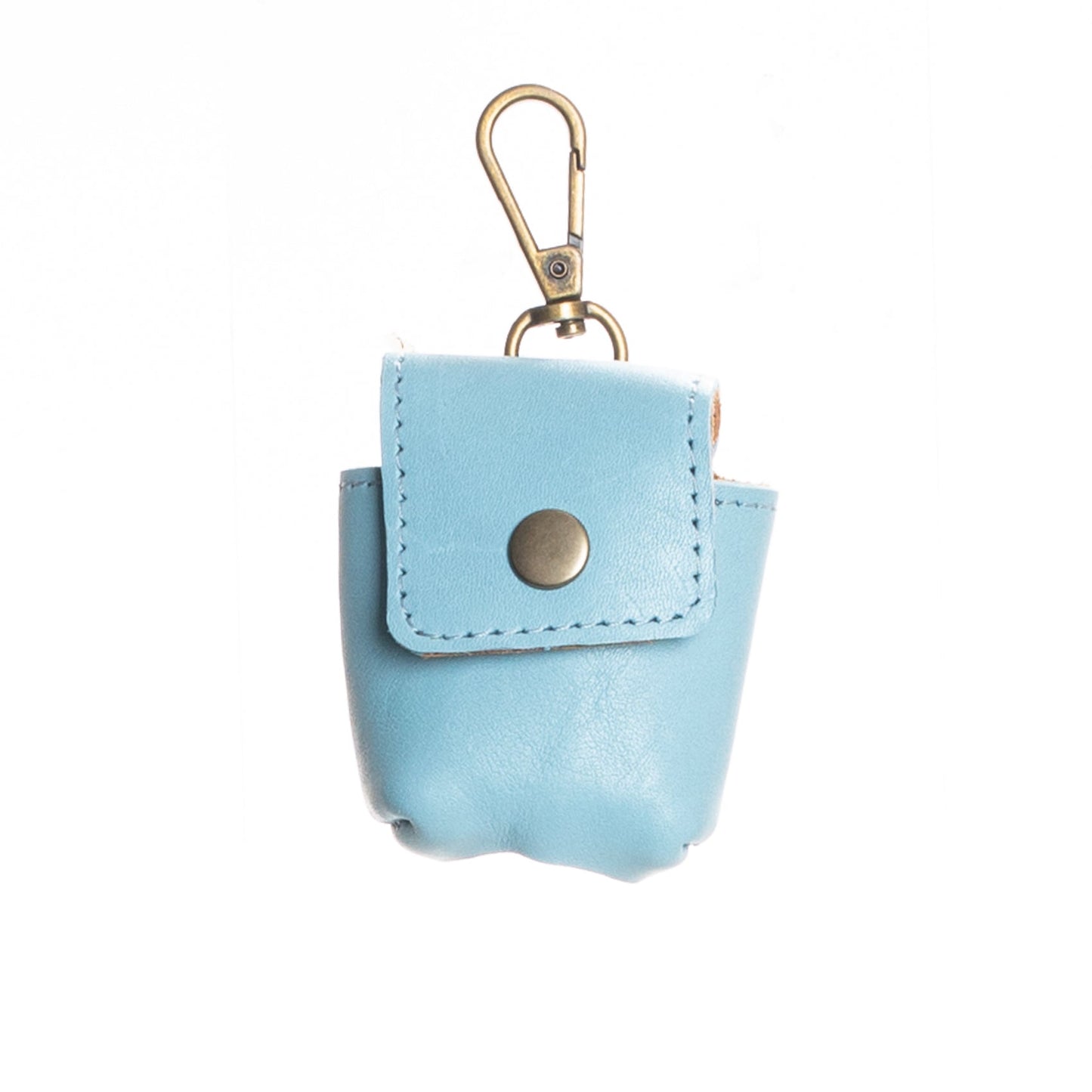 HAND SANITIZER SNAP CASE - FULL LEATHER - SKY BLUE