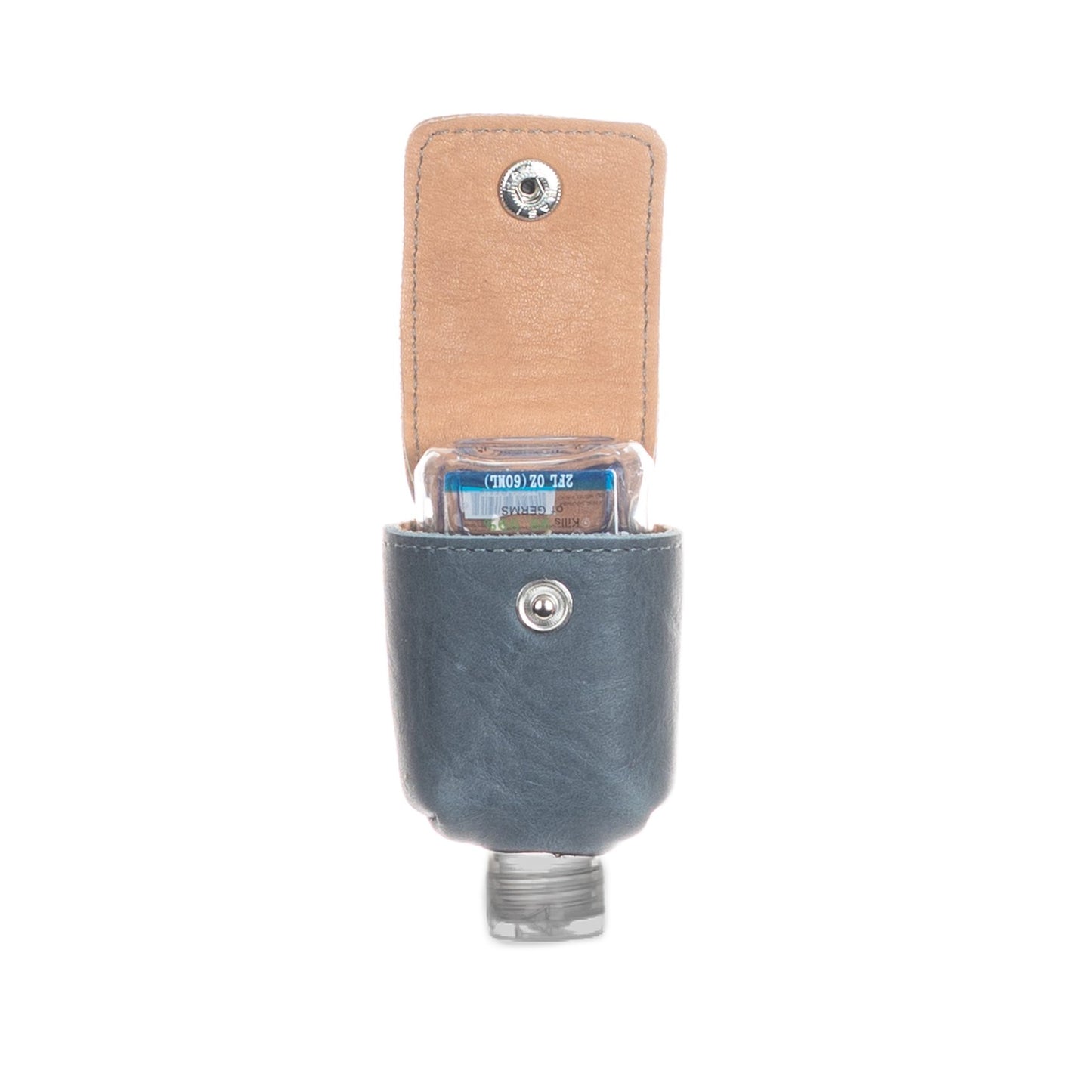HAND SANITIZER SNAP CASE - FULL LEATHER - SLATE