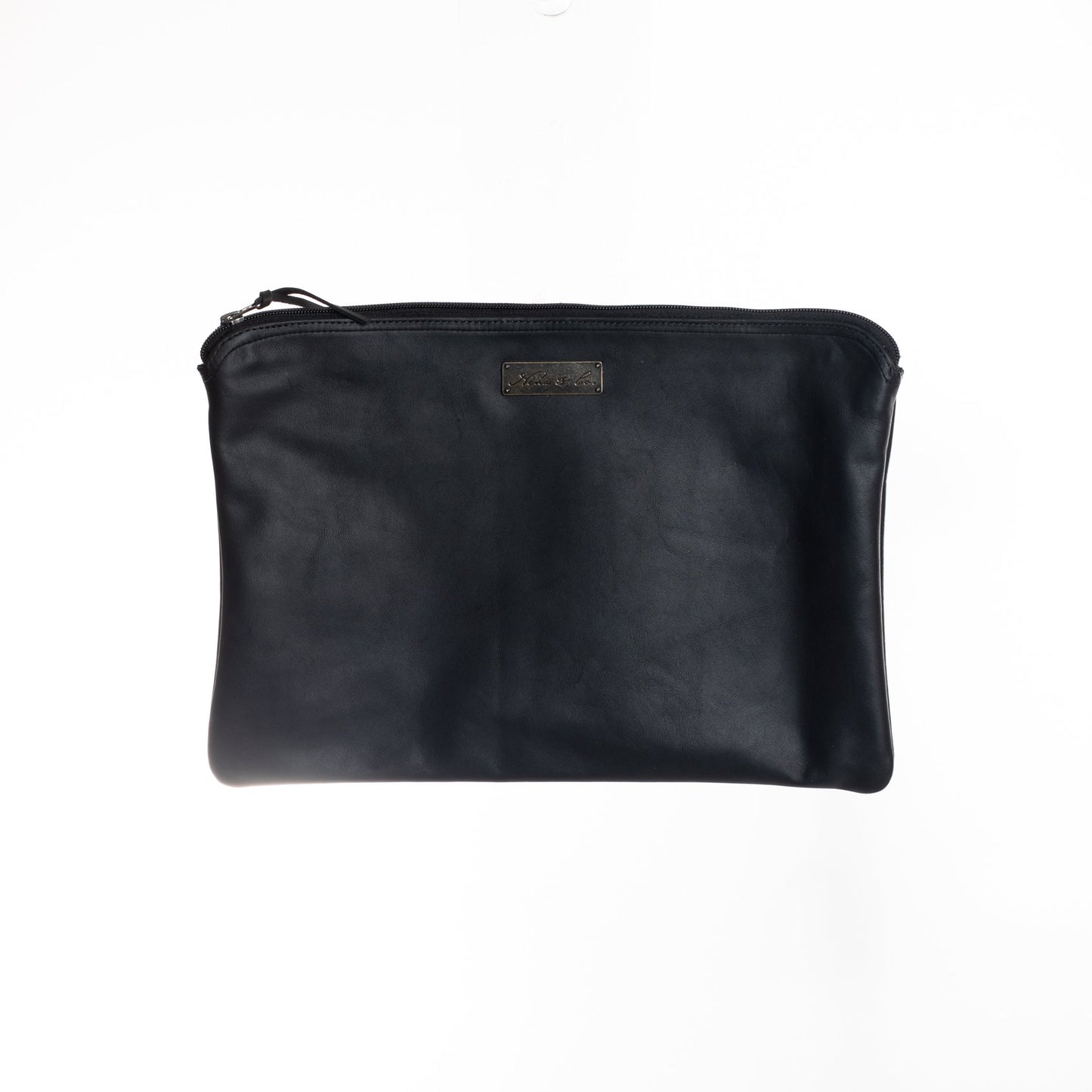 LAPTOP CASE 16" - FULL LEATHER COLLECTION -BLACK DIAMOND JASPE LINER - BLACK LEATHER
