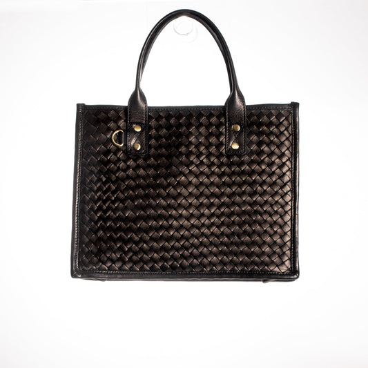 THE MEDIUM PERFECT TRAVEL TOTE - MOROCCO WOVEN COLLECTION - BLACK