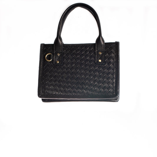 **CLOSEOUT** MICRO PERFECT TRAVEL TOTE - MOROCCO WOVEN COLLECTION - BLACK