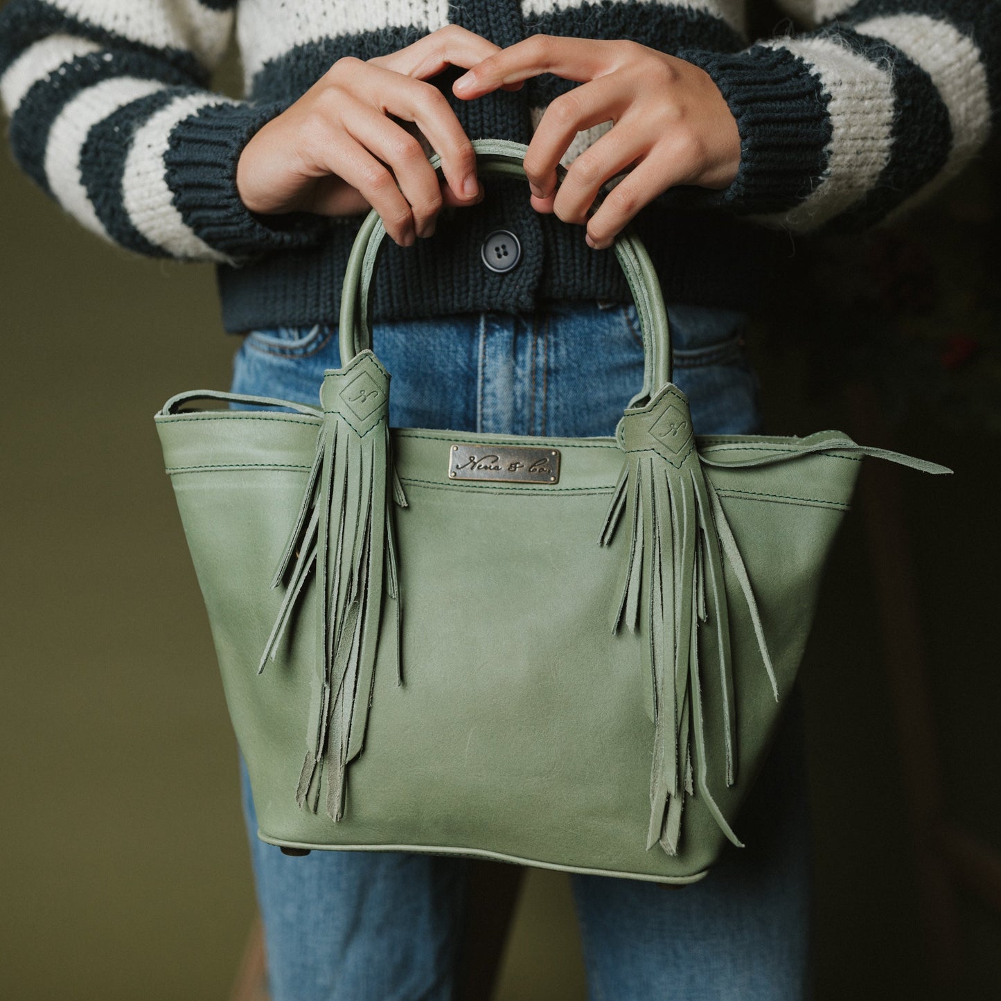 MINI DIAMANTE FRINGE TASSEL - MEXICO COLLECTION - JADE LEATHER - SET OF 2