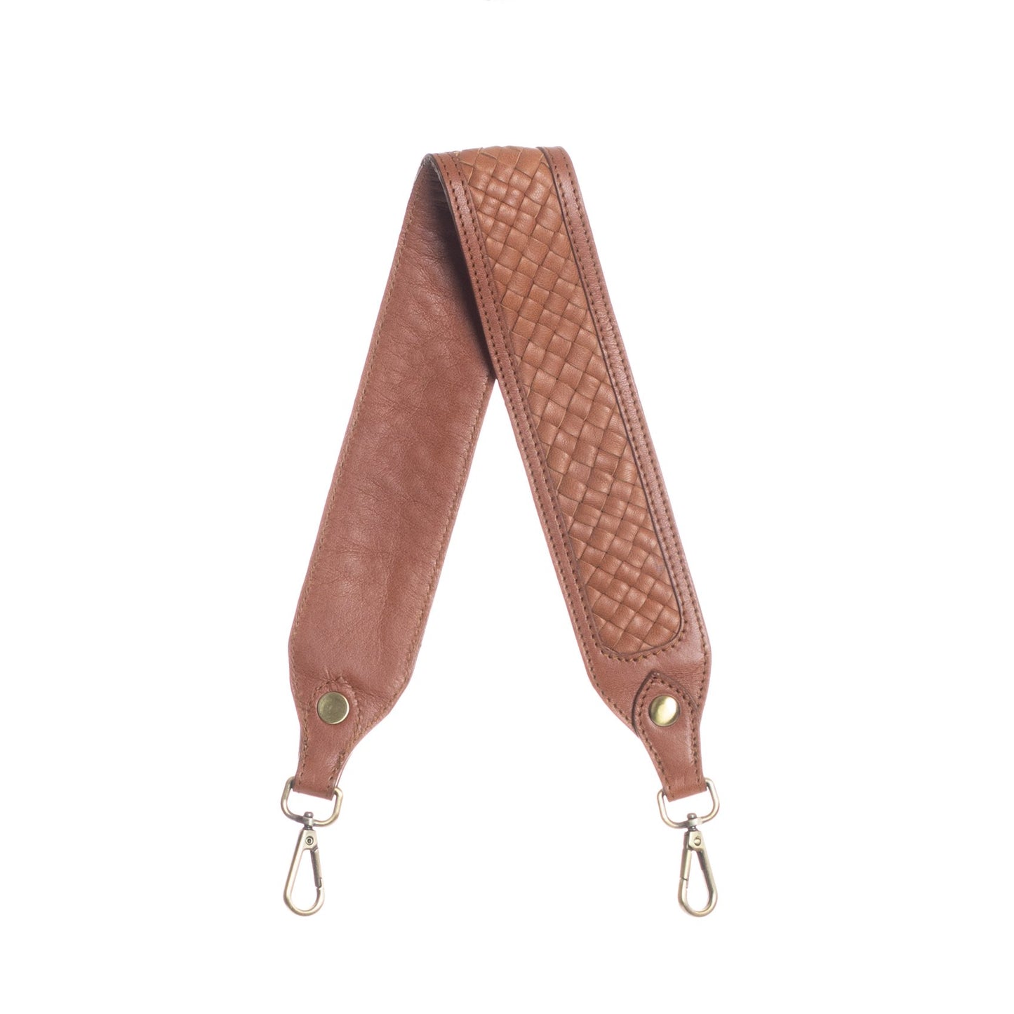 SHOULDER STRAP - MOROCCO WOVEN LEATHER - CAFE