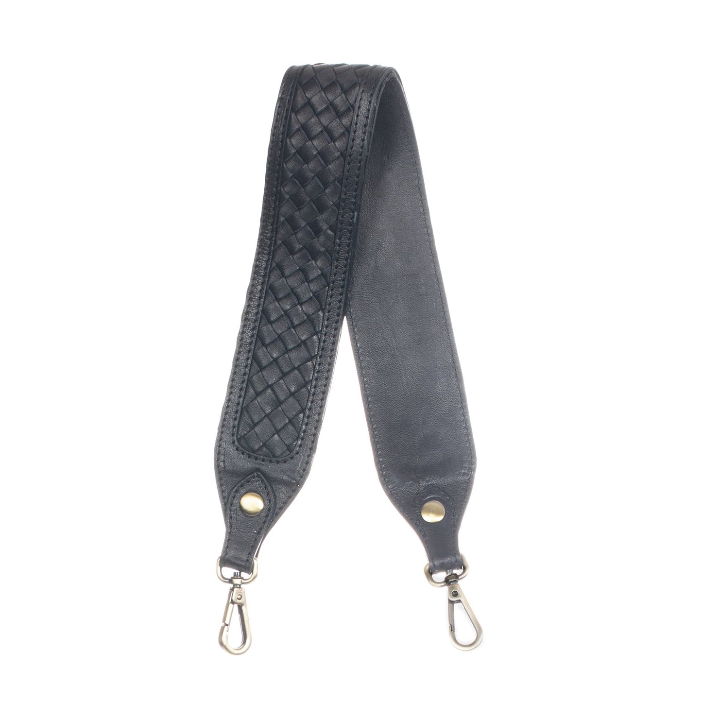 SHOULDER STRAP - MOROCCO WOVEN LEATHER - BLACK