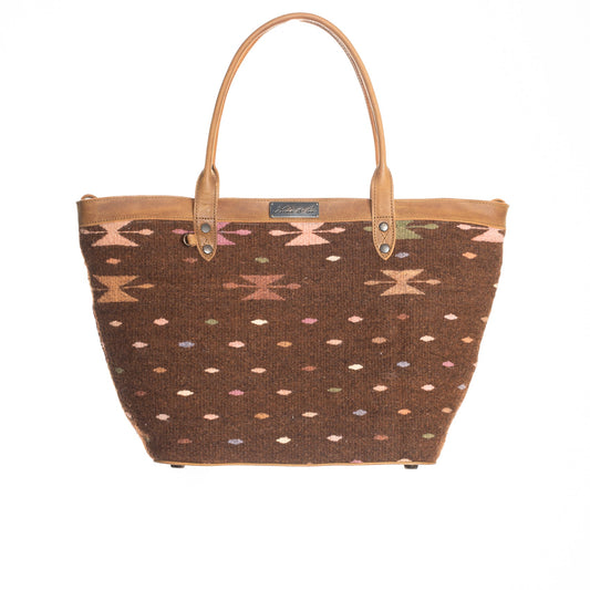 CONVERTIBLE TOTE - MEXICO COLLECTION - OOAK TEXTILE - TOBACCO LEATHER - NO. 18166
