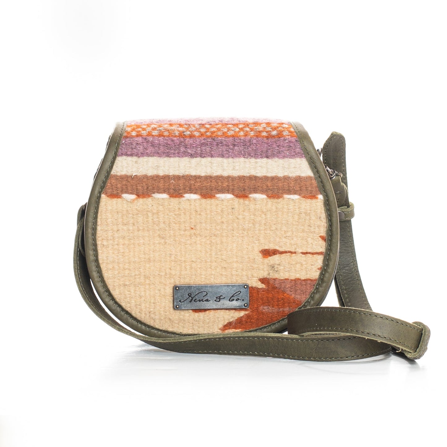 SIDEKICK SADDLE BAG - MEXICO COLLECTION - OOAK TEXTILE - OLIVE LEATHER - NO. 18002