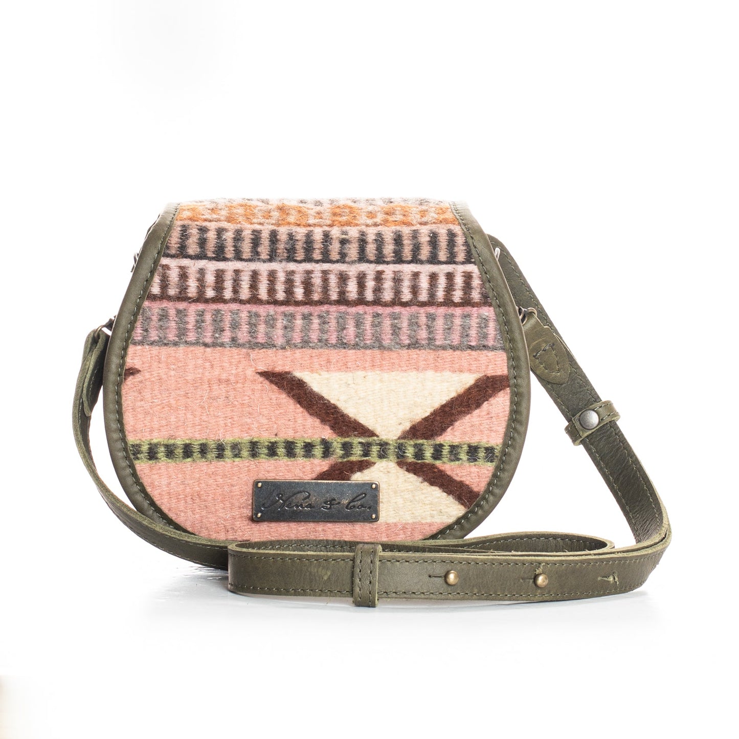 SIDEKICK SADDLE BAG - MEXICO COLLECTION - OOAK TEXTILE - OLIVE LEATHER - NO. 18020