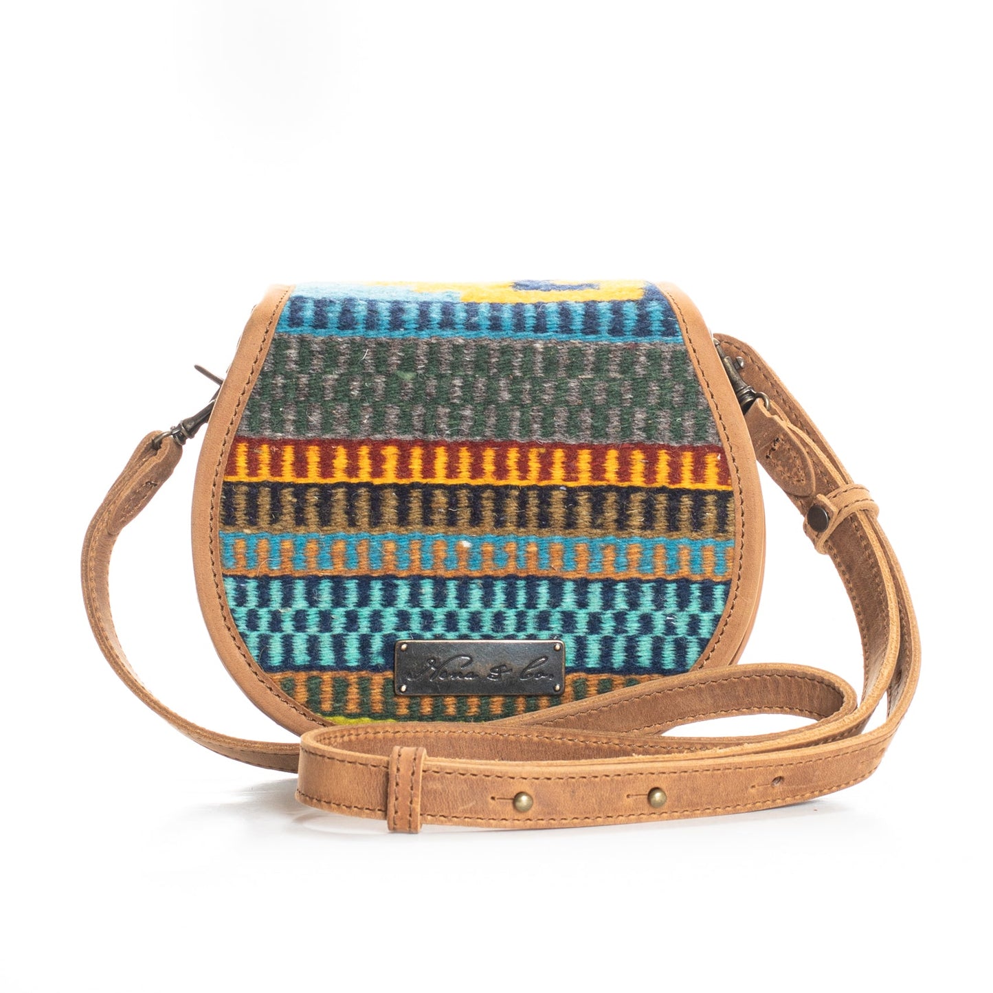 SIDEKICK SADDLE BAG - MEXICO COLLECTION - OOAK TEXTILE - TOBACCO LEATHER - NO. 18054
