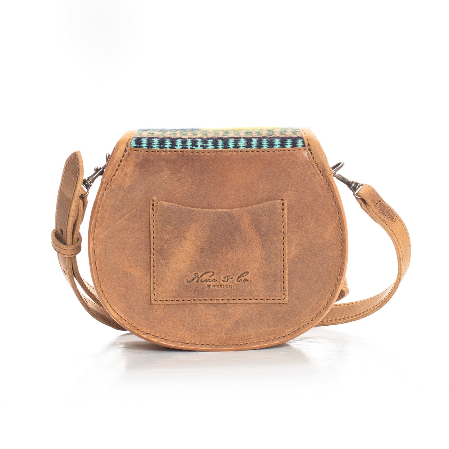 SIDEKICK SADDLE BAG - MEXICO COLLECTION - OOAK TEXTILE - TOBACCO LEATHER - NO. 18054